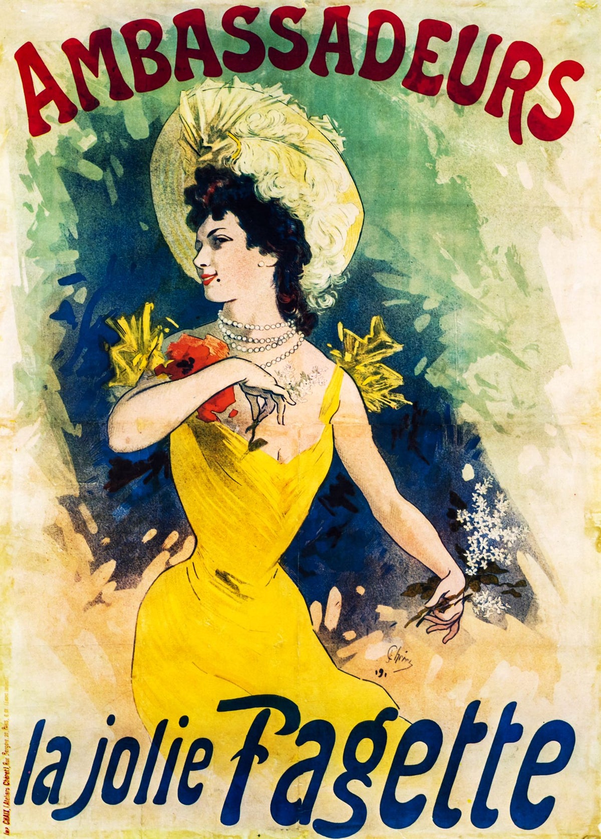 Ambassadeurs, La Jolie Fagette – Jules Chéret, 1901, framed