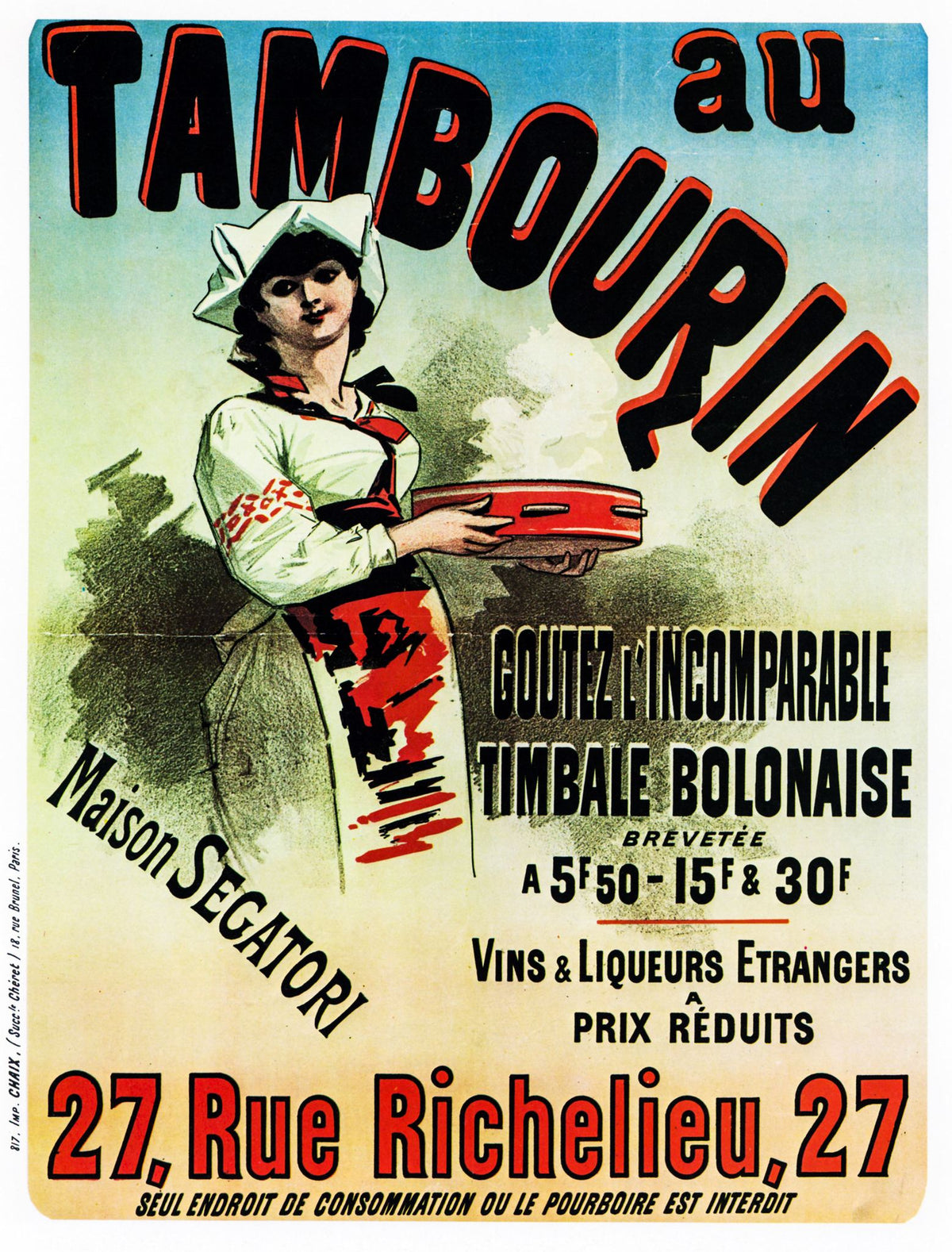 Au Tambourin – Jules Chéret, 1883, framed