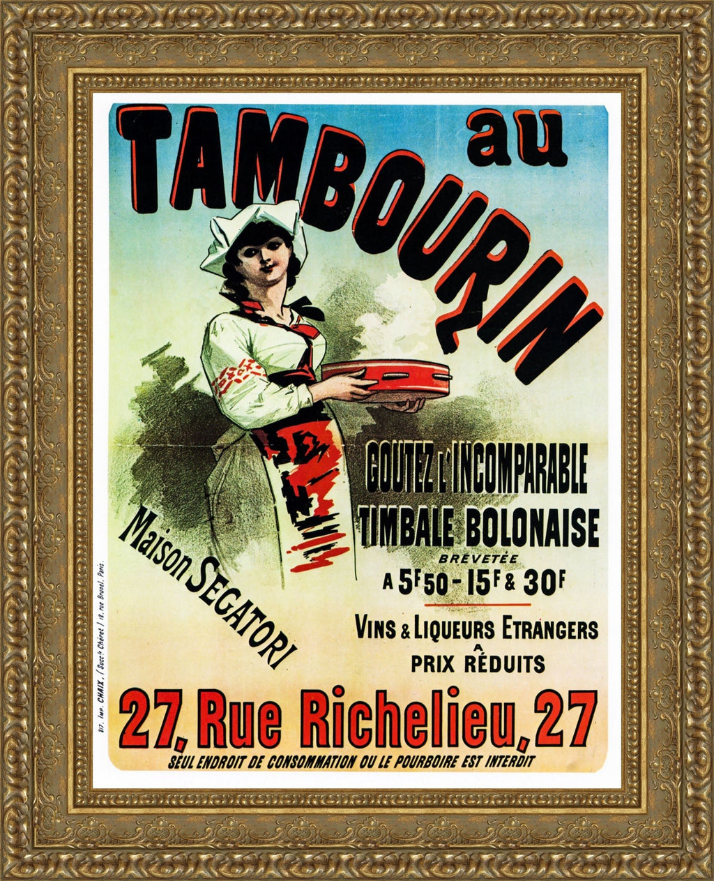 Au Tambourin by Jules Chéret — Framed Giclee Canvas Print | Canvas Classics