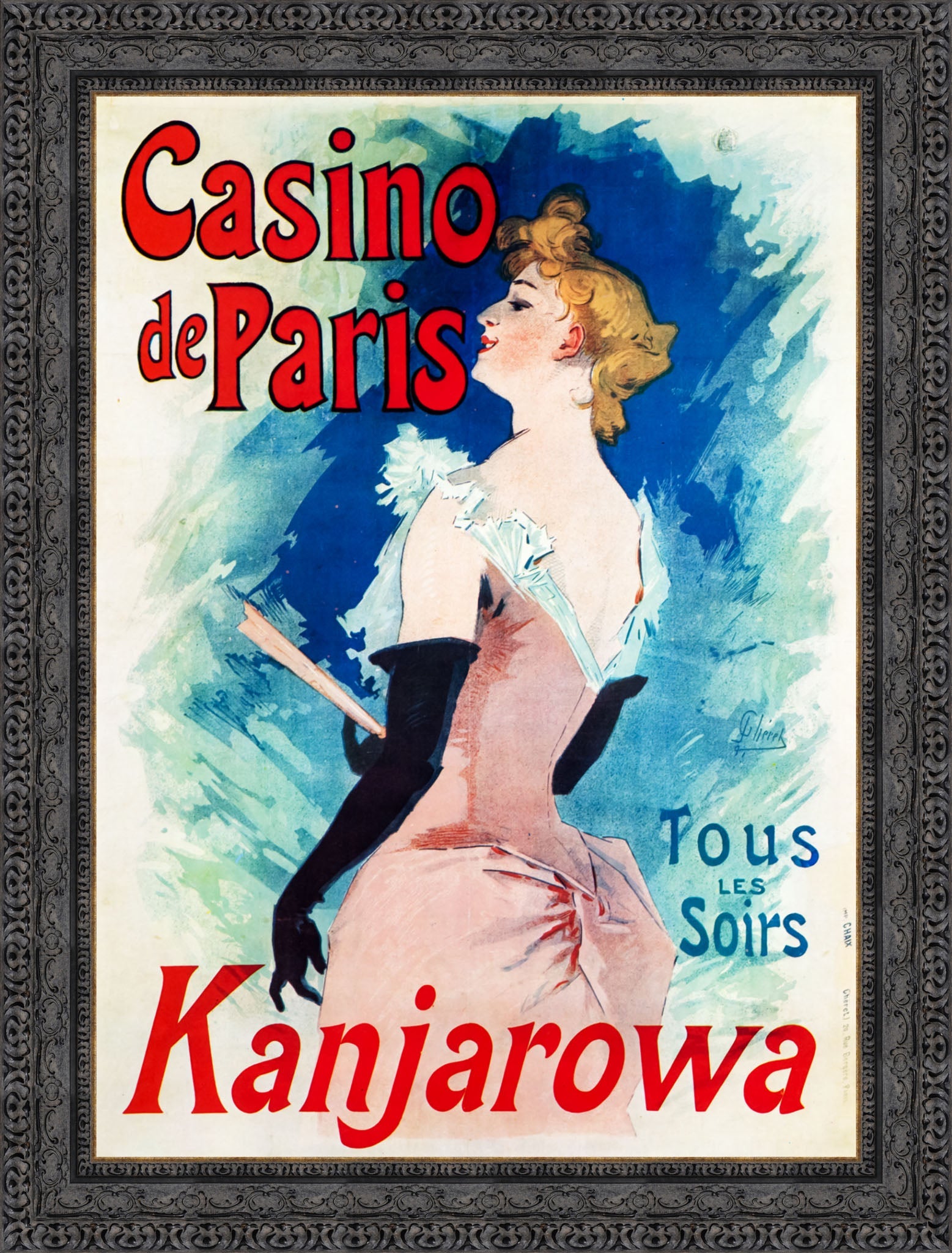 Casino de Paris, Kanjarowa by Jules Chéret — Framed Giclee Canvas Print | Canvas Classics