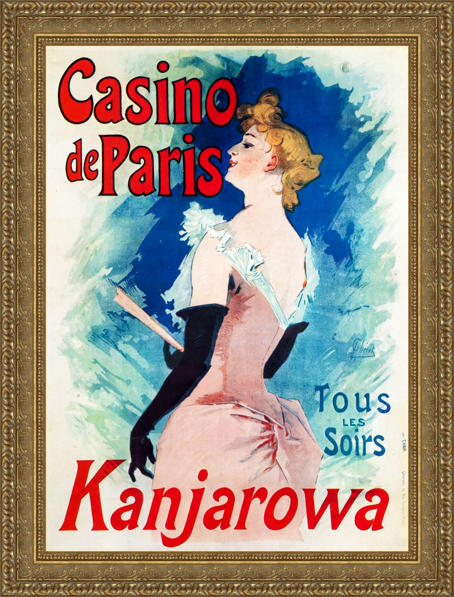 Casino de Paris, Kanjarowa by Jules Chéret — Framed Giclee Canvas Print | Canvas Classics