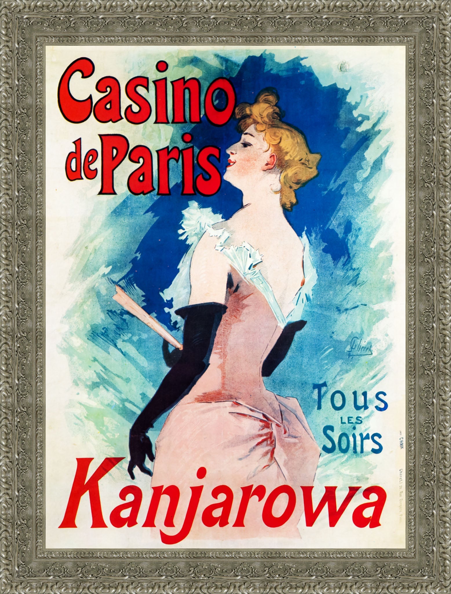 Casino de Paris, Kanjarowa by Jules Chéret — Framed Giclee Canvas Print | Canvas Classics