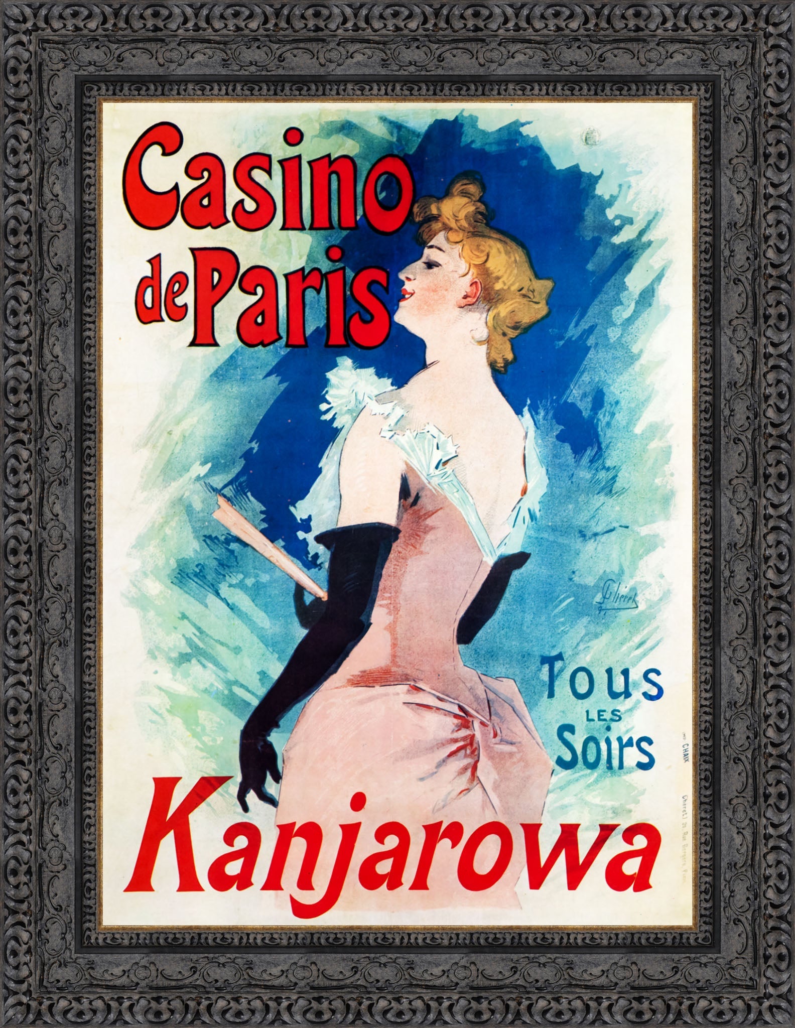 Casino de Paris, Kanjarowa by Jules Chéret — Framed Giclee Canvas Print | Canvas Classics