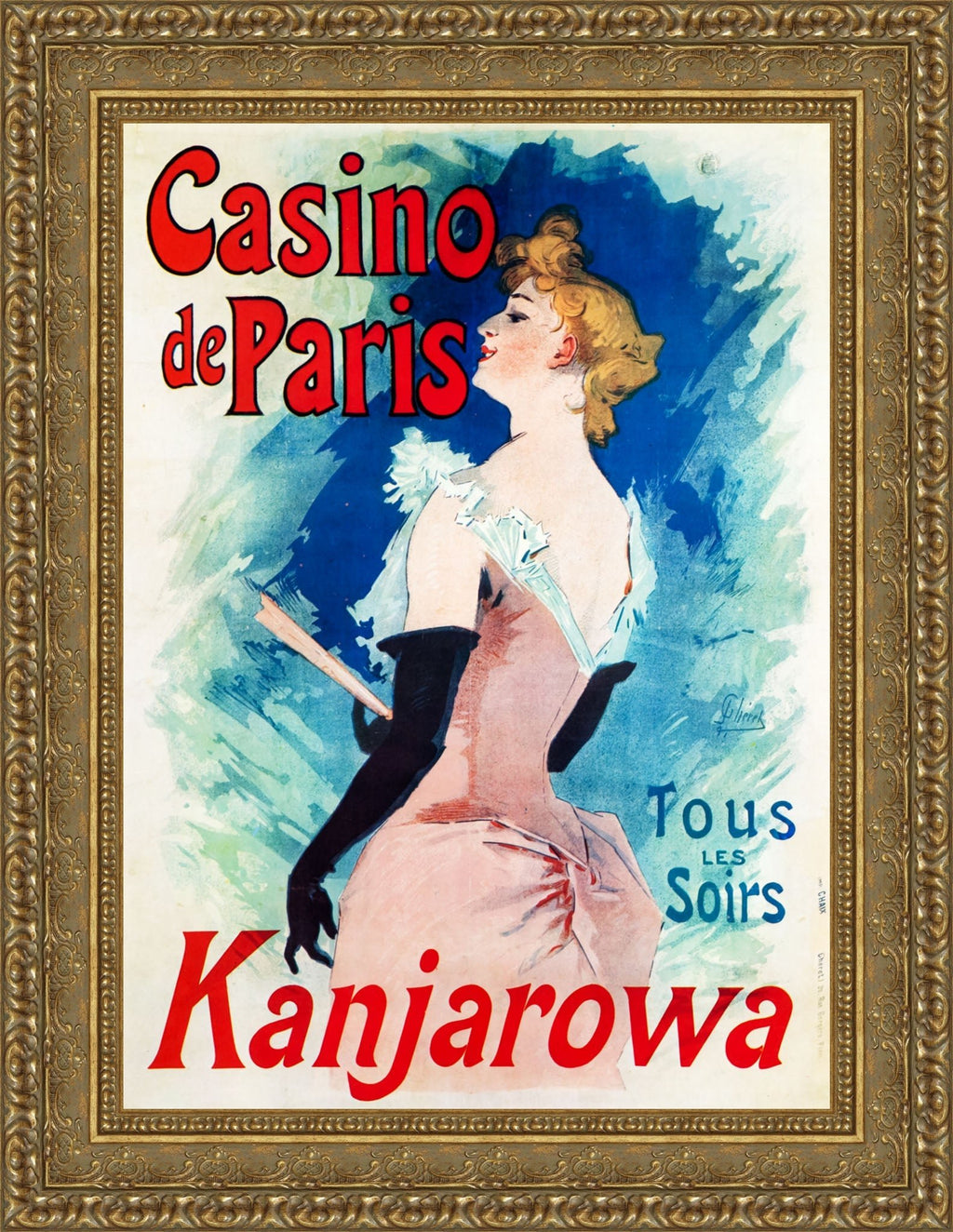 Casino de Paris, Kanjarowa by Jules Chéret — Framed Giclee Canvas Print | Canvas Classics