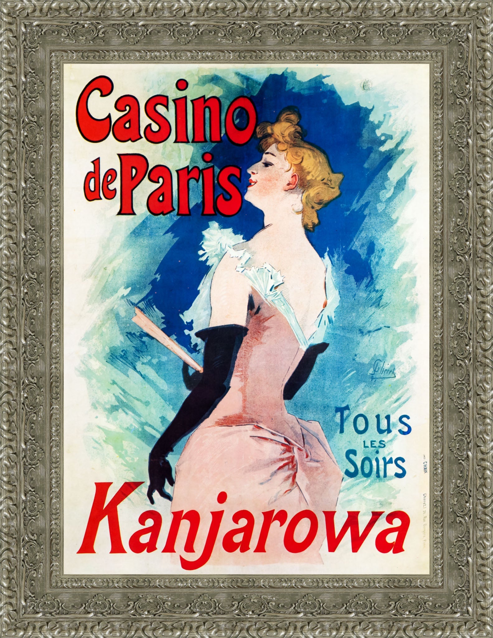 Casino de Paris, Kanjarowa by Jules Chéret — Framed Giclee Canvas Print | Canvas Classics