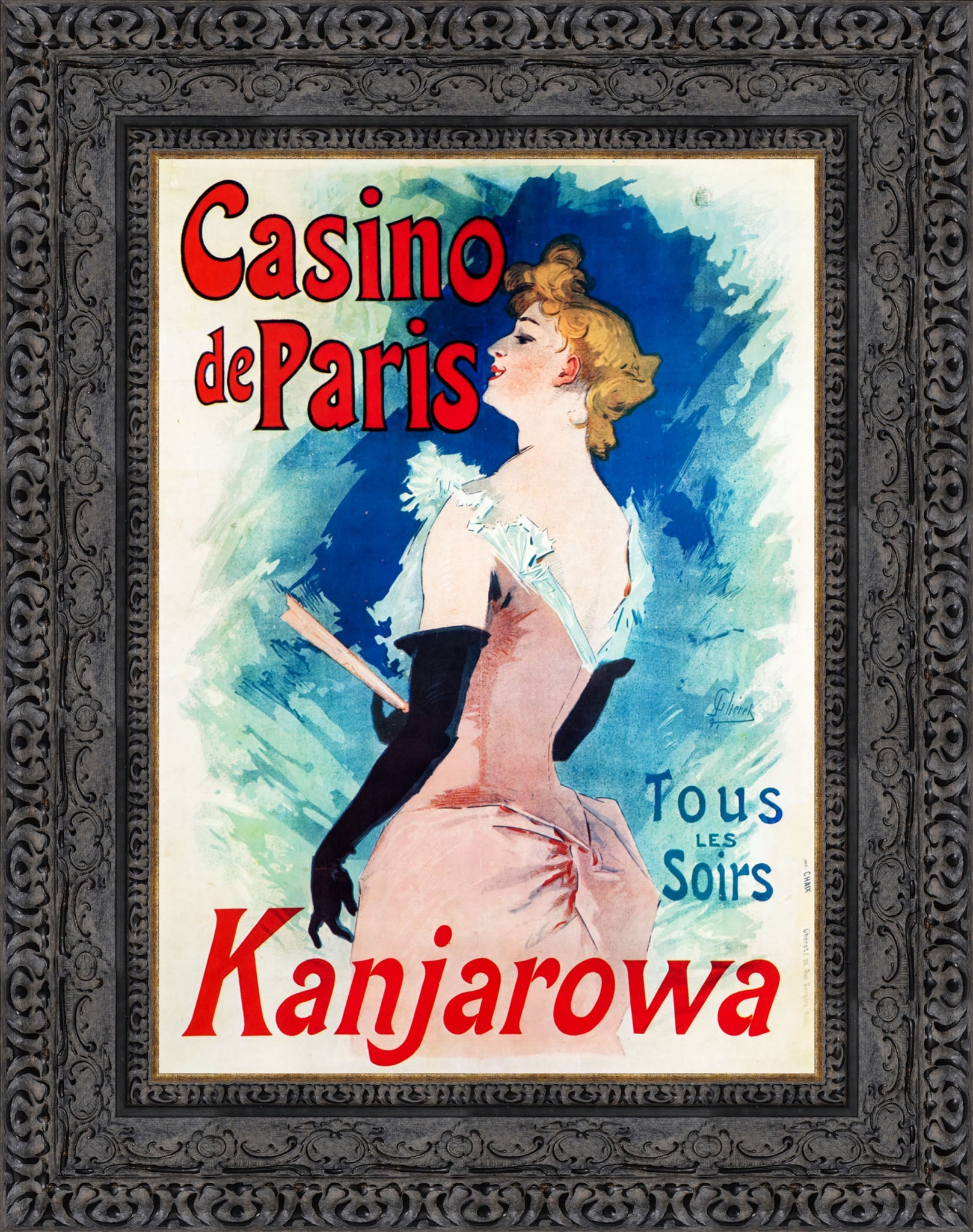 Casino de Paris, Kanjarowa by Jules Chéret — Framed Giclee Canvas Print | Canvas Classics