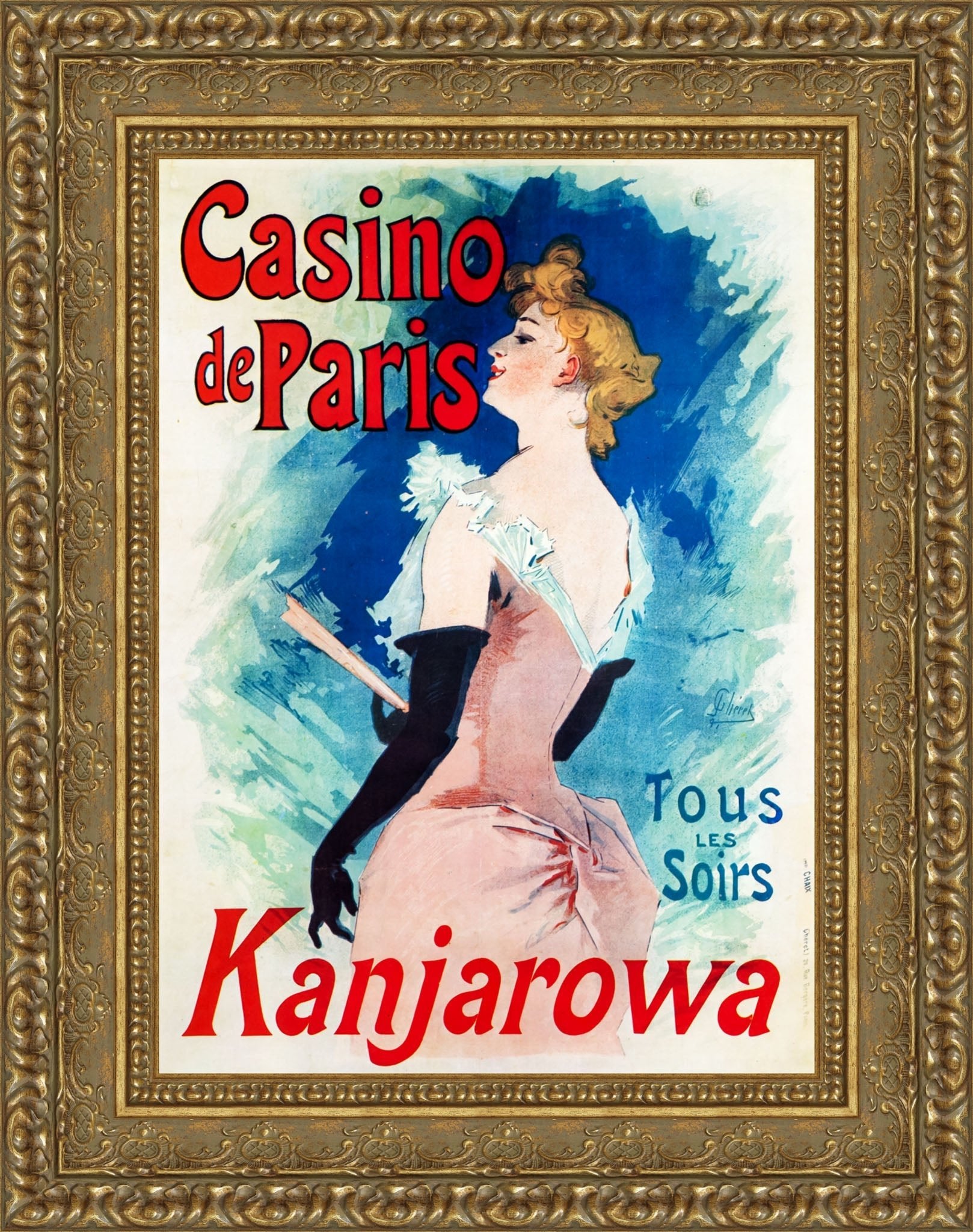 Casino de Paris, Kanjarowa by Jules Chéret — Framed Giclee Canvas Print | Canvas Classics
