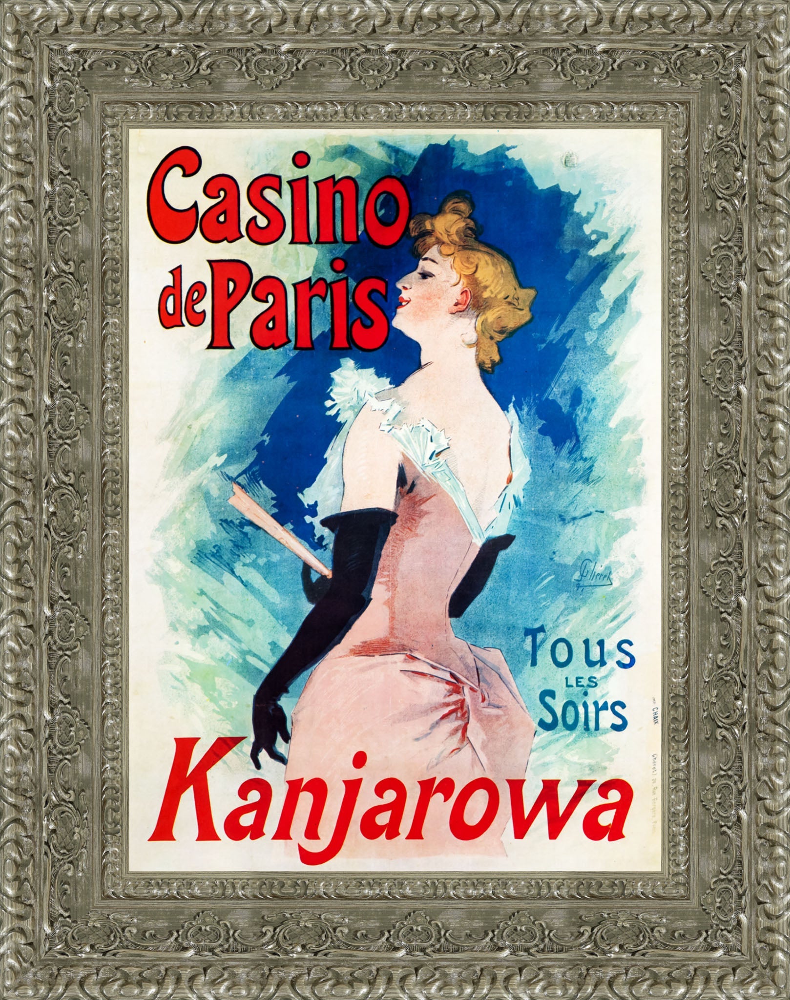 Casino de Paris, Kanjarowa by Jules Chéret — Framed Giclee Canvas Print | Canvas Classics