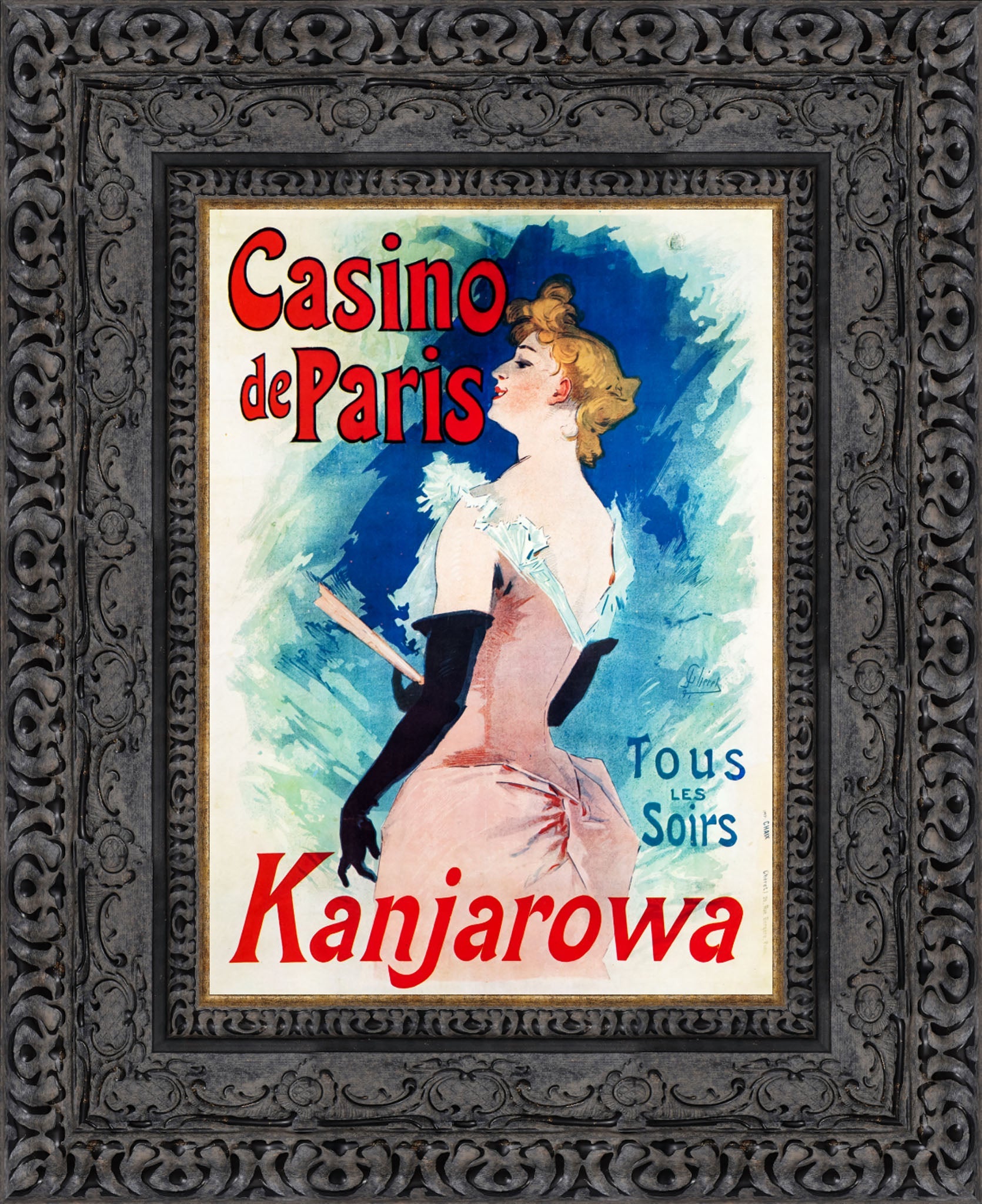Casino de Paris, Kanjarowa by Jules Chéret — Framed Giclee Canvas Print | Canvas Classics