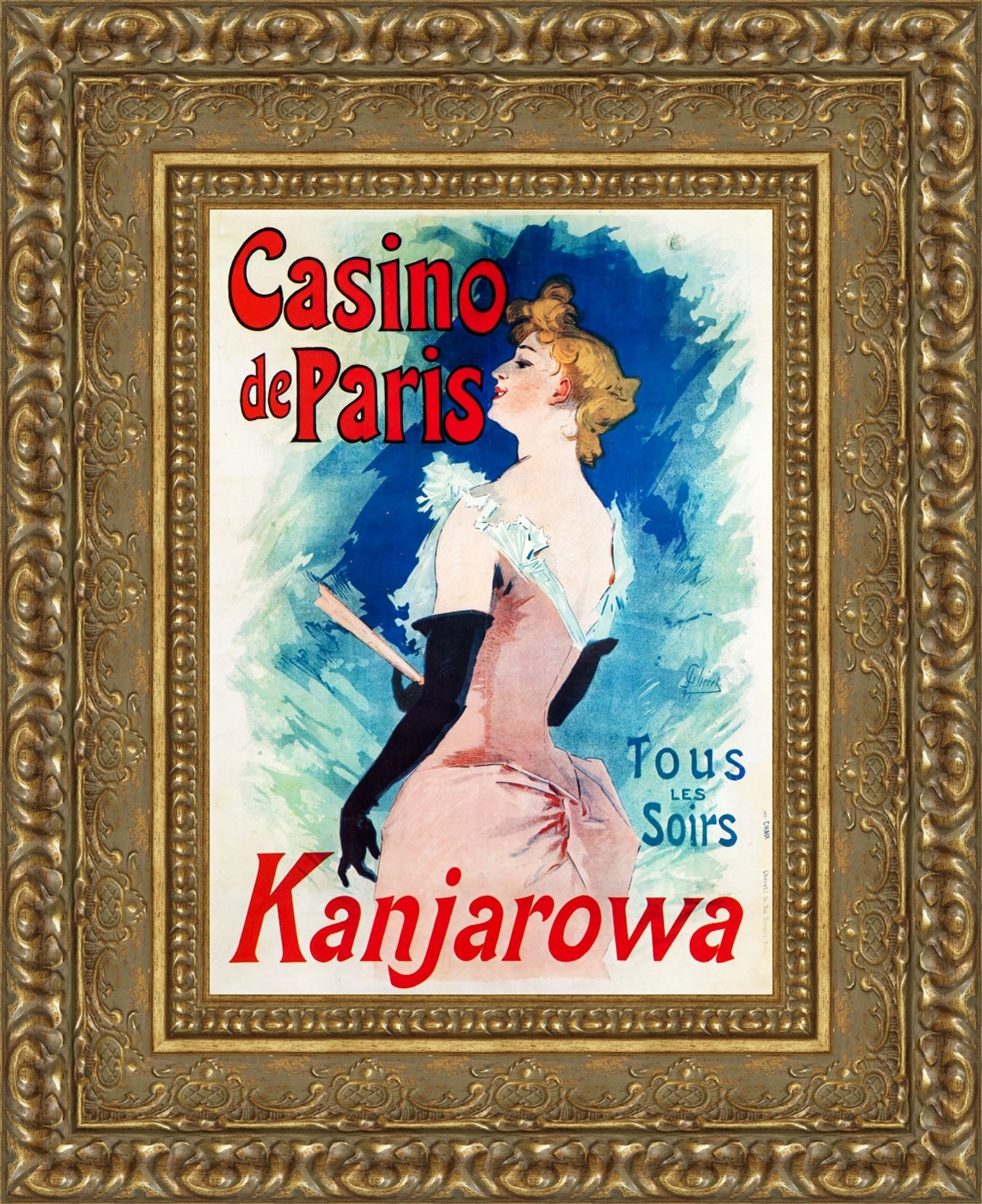 Casino de Paris, Kanjarowa by Jules Chéret — Framed Giclee Canvas Print | Canvas Classics