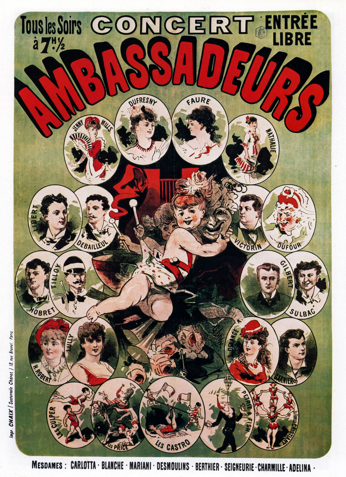Concert Ambassadeurs – Jules Chéret, 1881, framed
