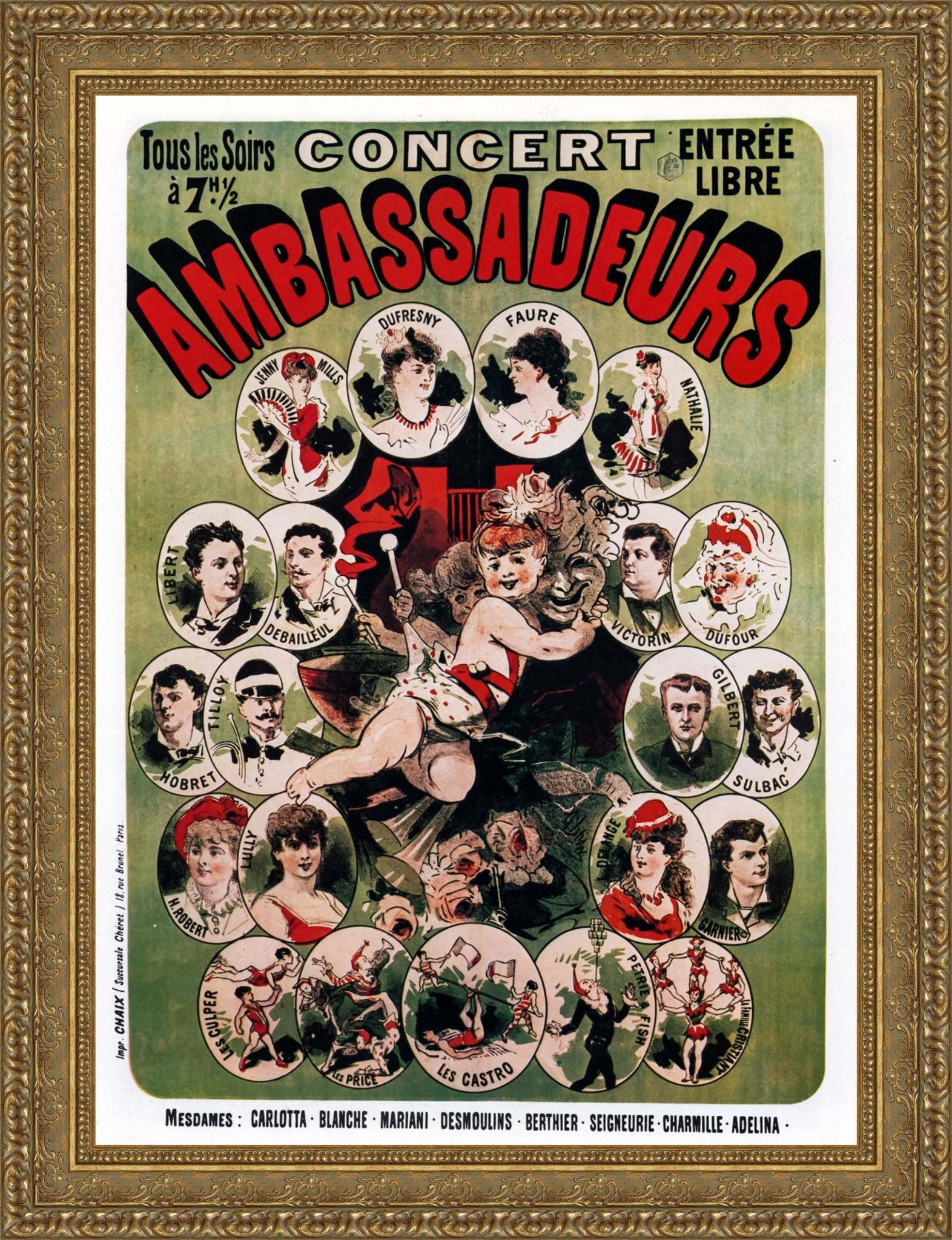 Concert Ambassadeurs by Jules Chéret — Framed Giclee Canvas Print | Canvas Classics