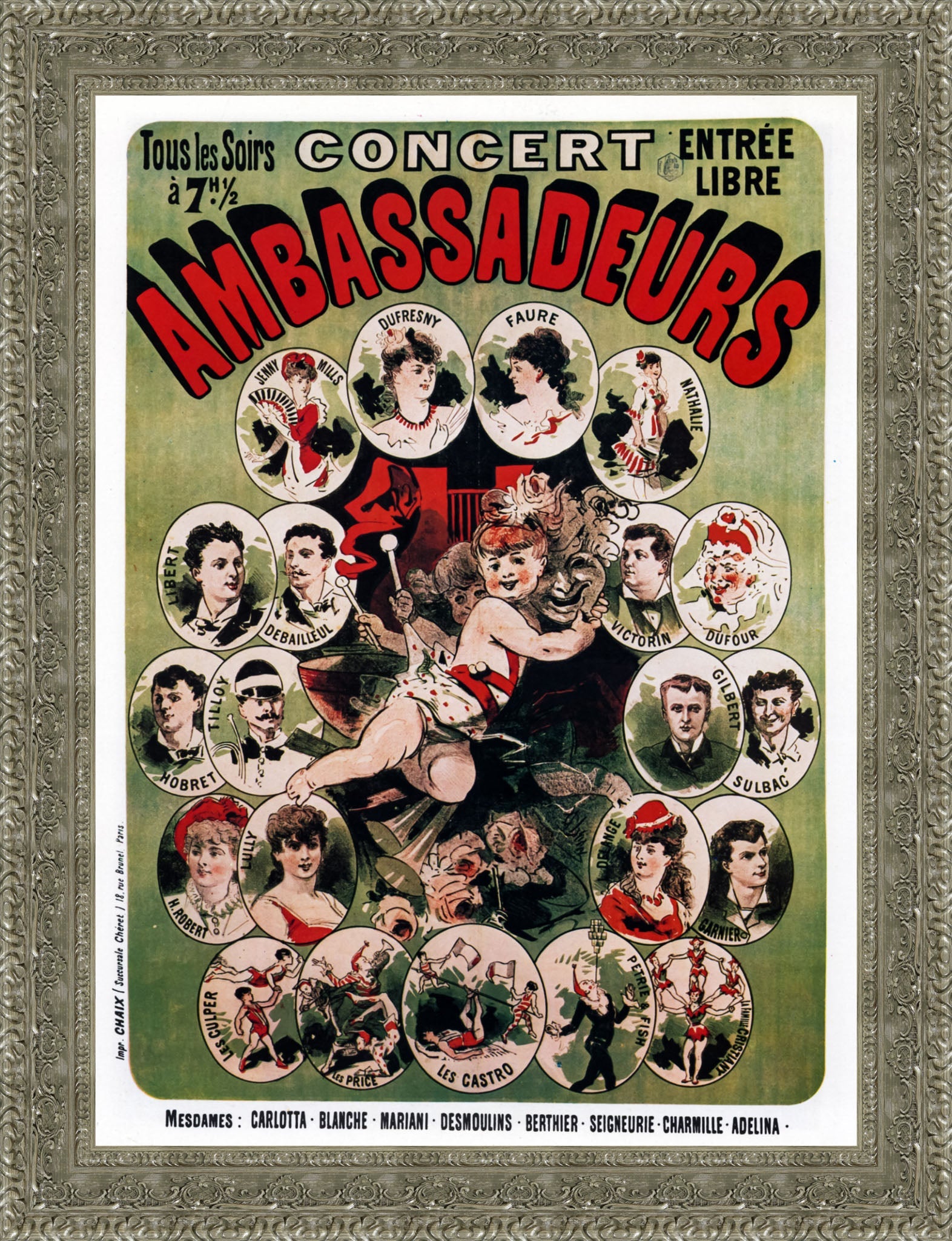 Concert Ambassadeurs by Jules Chéret — Framed Giclee Canvas Print | Canvas Classics