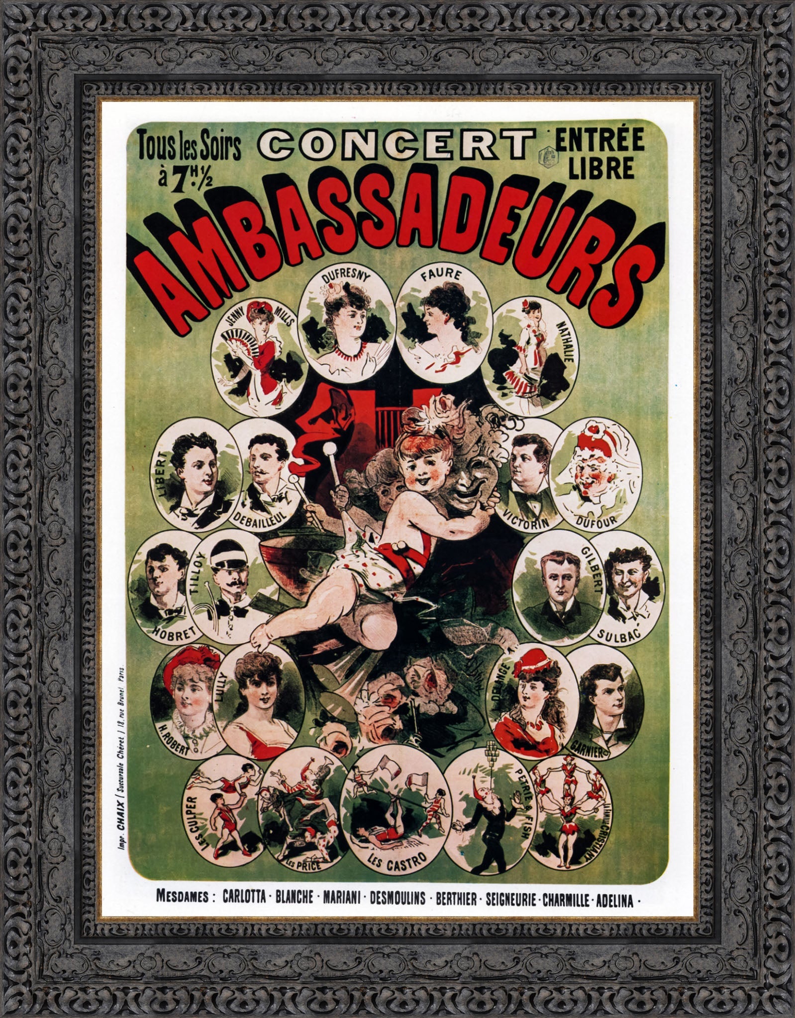 Concert Ambassadeurs by Jules Chéret — Framed Giclee Canvas Print | Canvas Classics
