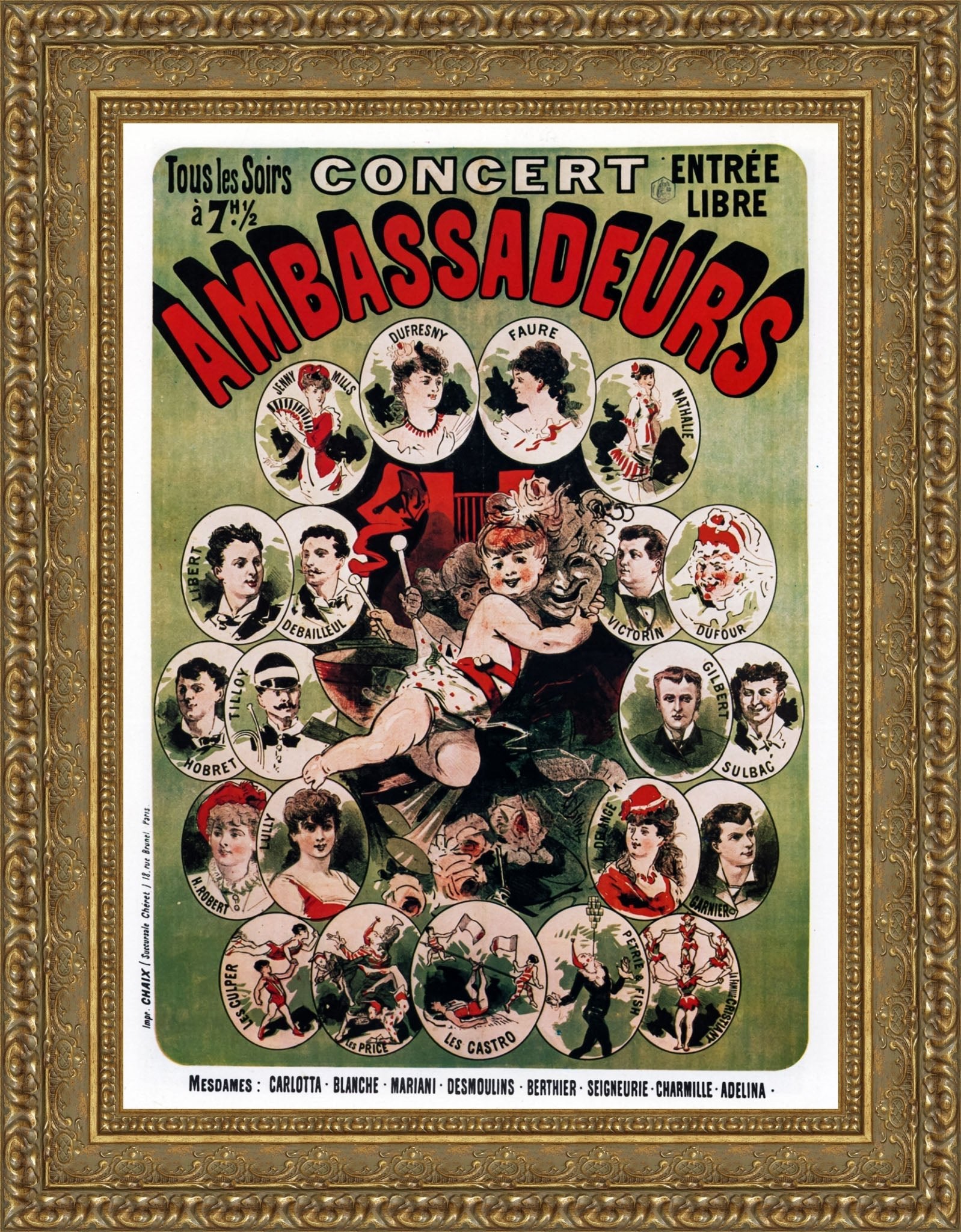 Concert Ambassadeurs by Jules Chéret — Framed Giclee Canvas Print | Canvas Classics