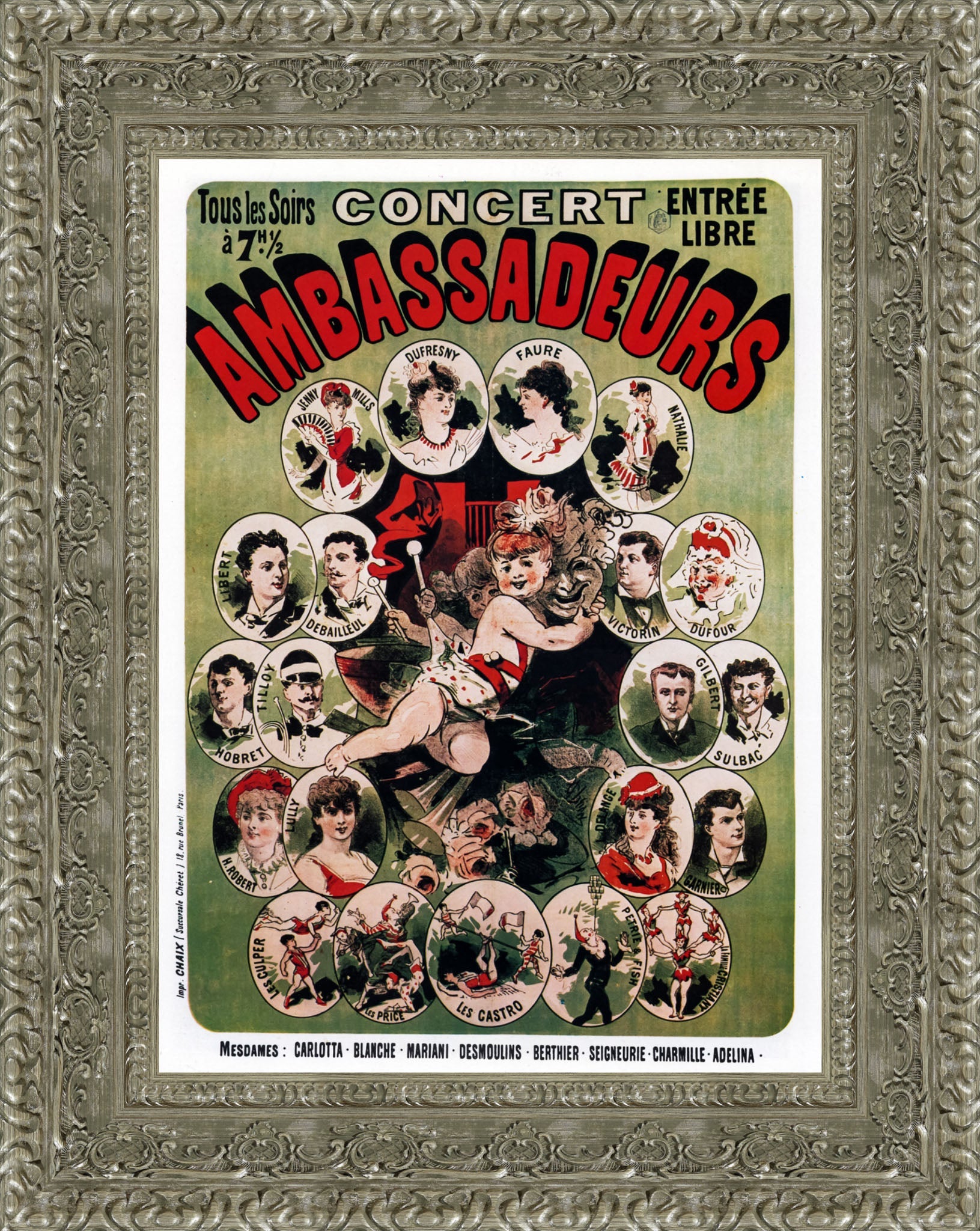Concert Ambassadeurs by Jules Chéret — Framed Giclee Canvas Print | Canvas Classics