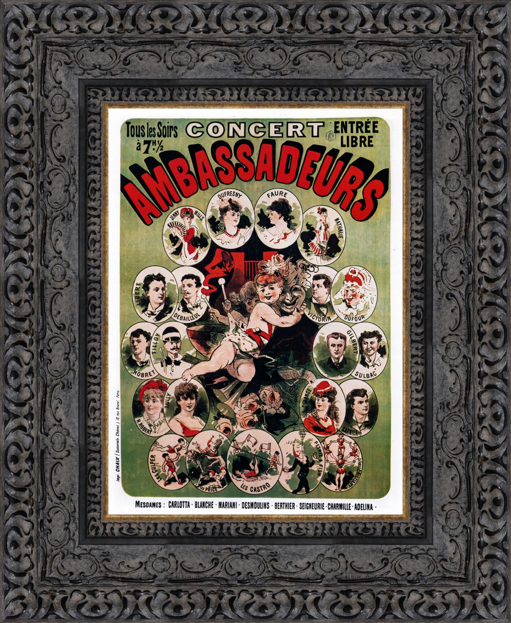 Concert Ambassadeurs by Jules Chéret — Framed Giclee Canvas Print | Canvas Classics