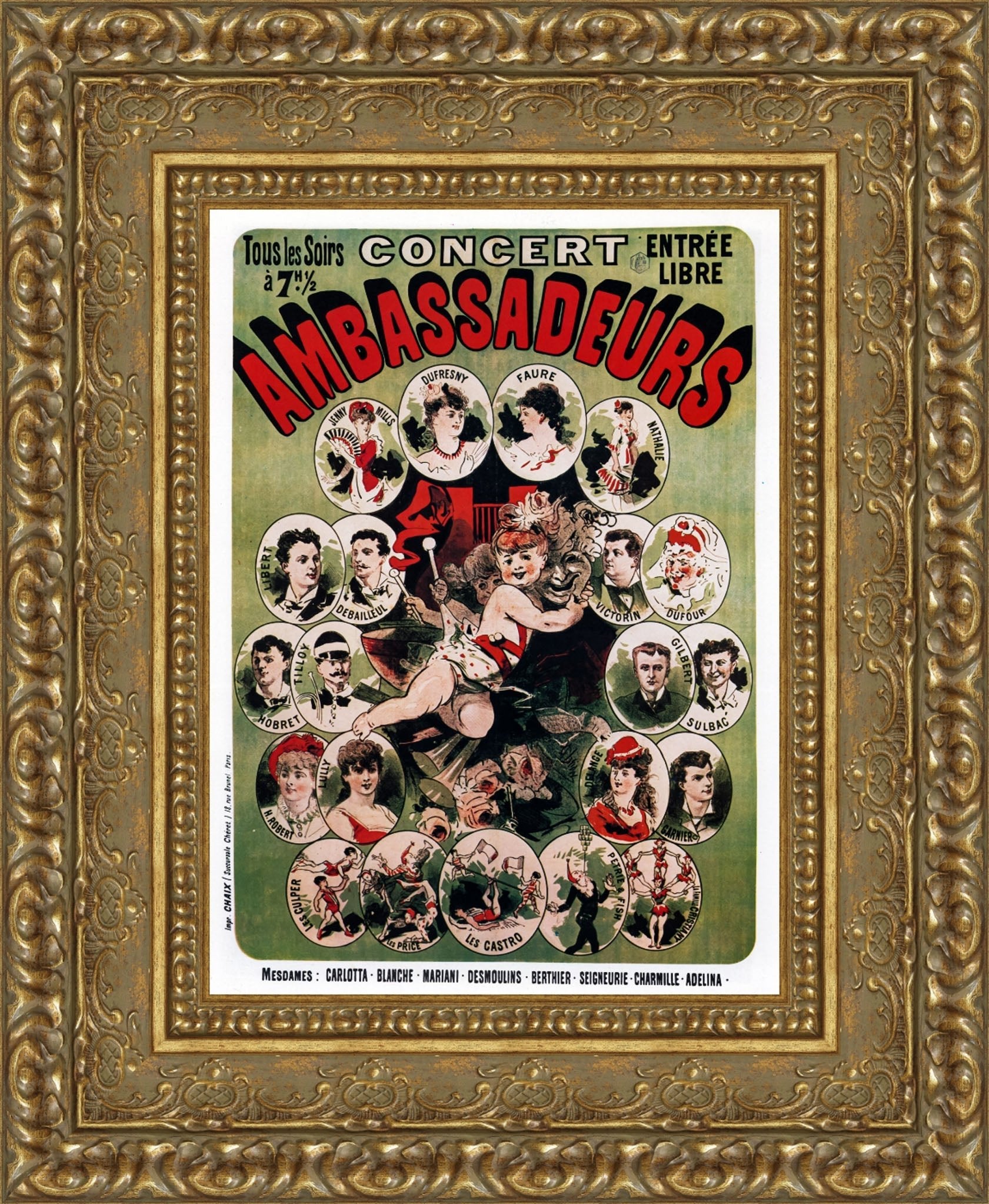 Concert Ambassadeurs by Jules Chéret — Framed Giclee Canvas Print | Canvas Classics