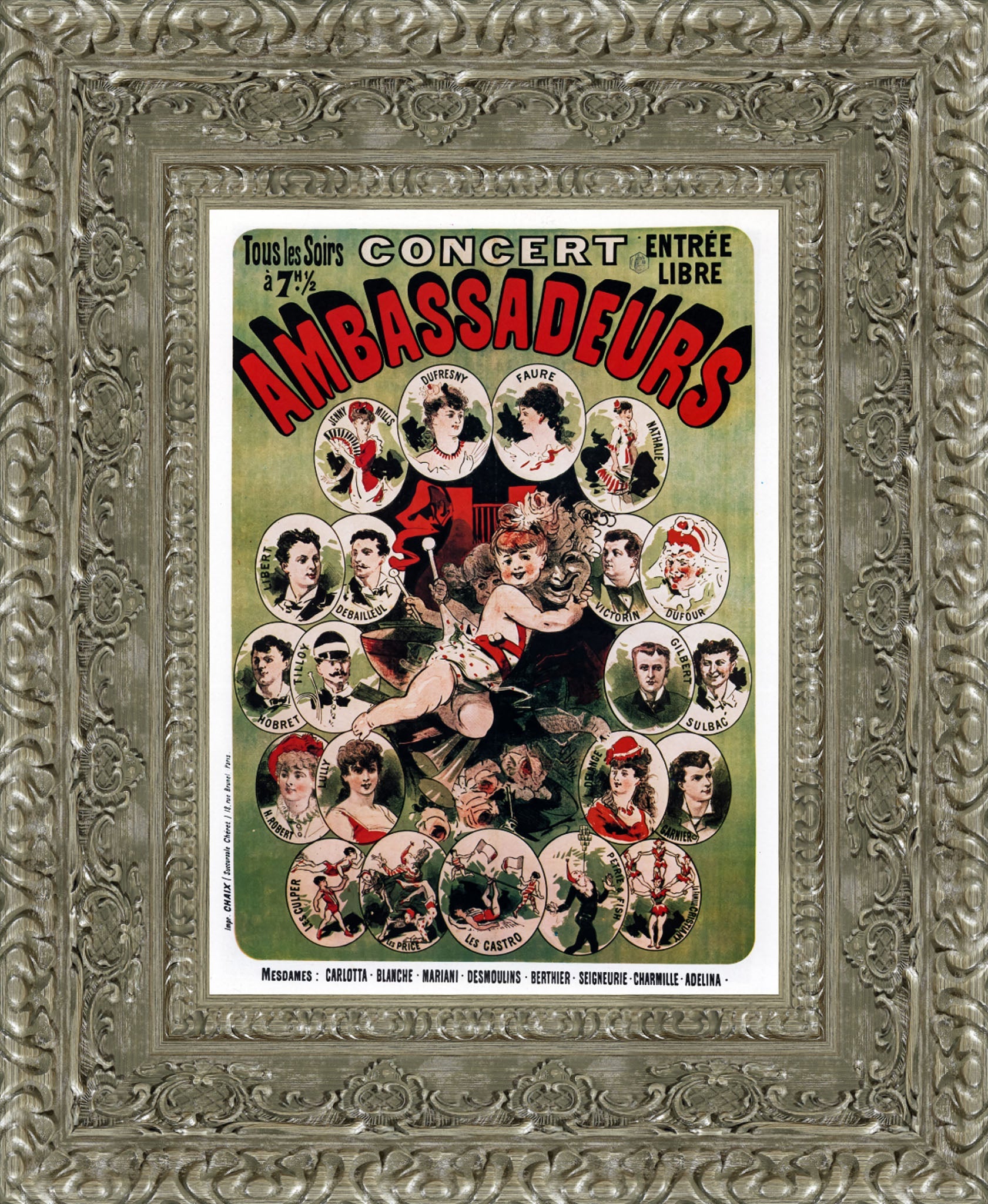 Concert Ambassadeurs by Jules Chéret — Framed Giclee Canvas Print | Canvas Classics