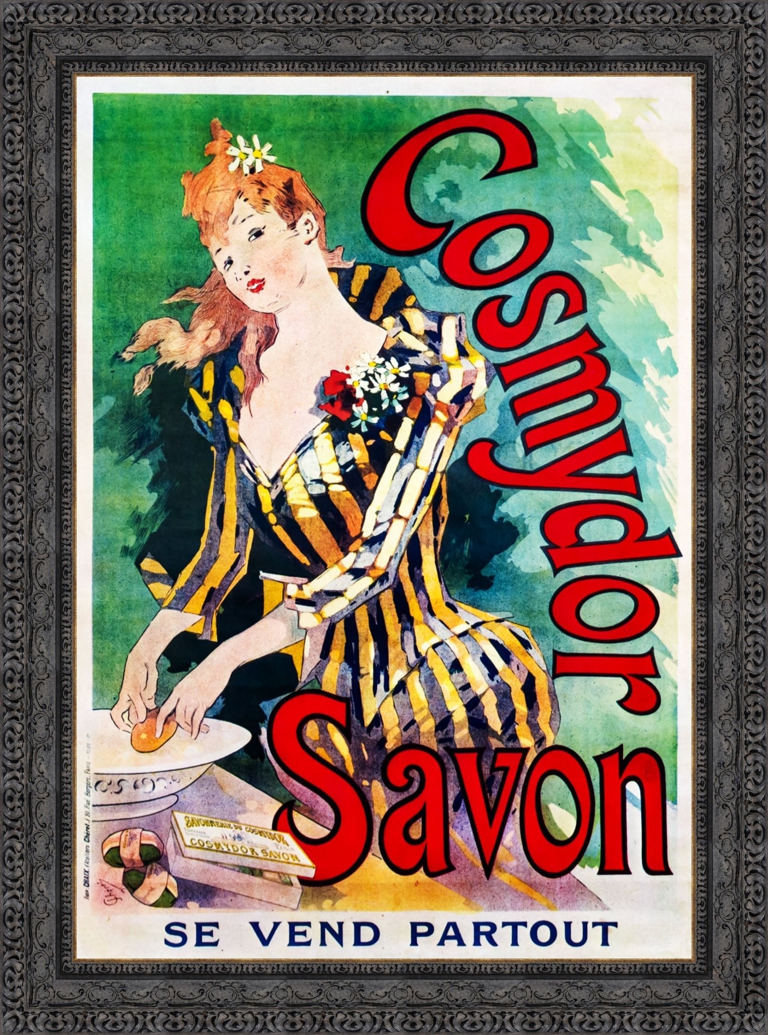 Cosmydor Savon by Jules Chéret — Framed Giclee Canvas Print | Canvas Classics