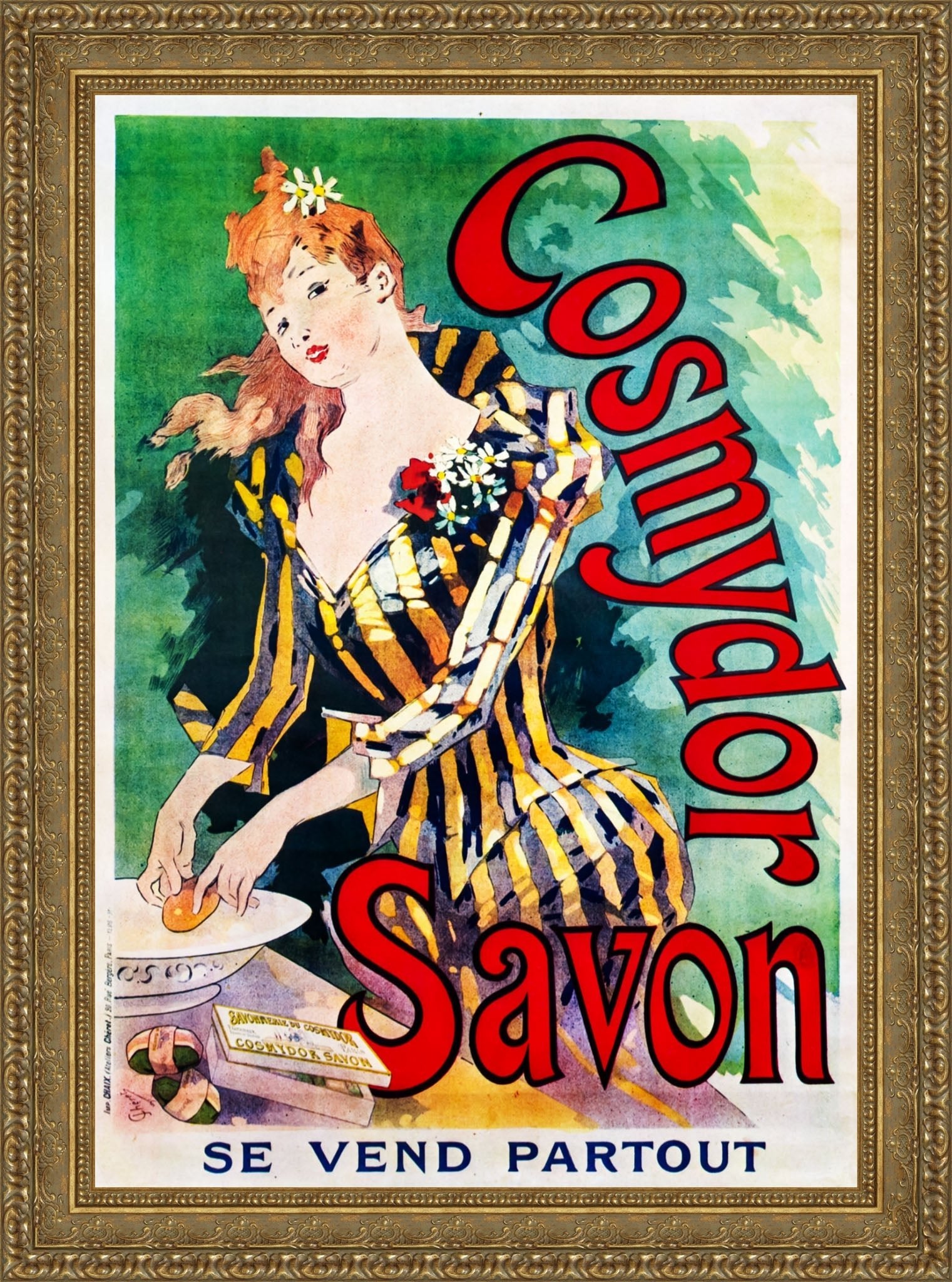 Cosmydor Savon by Jules Chéret — Framed Giclee Canvas Print | Canvas Classics