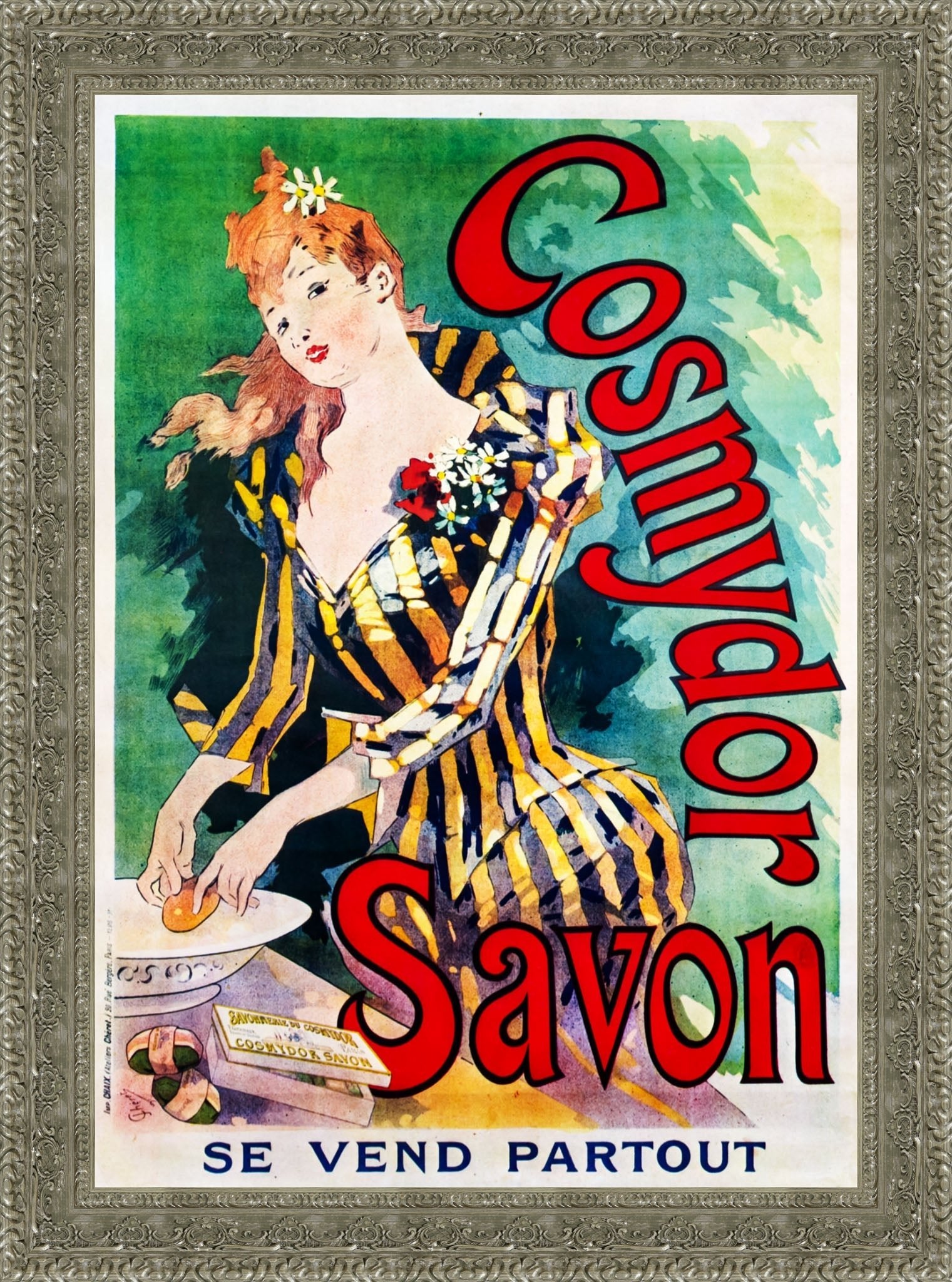 Cosmydor Savon by Jules Chéret — Framed Giclee Canvas Print | Canvas Classics