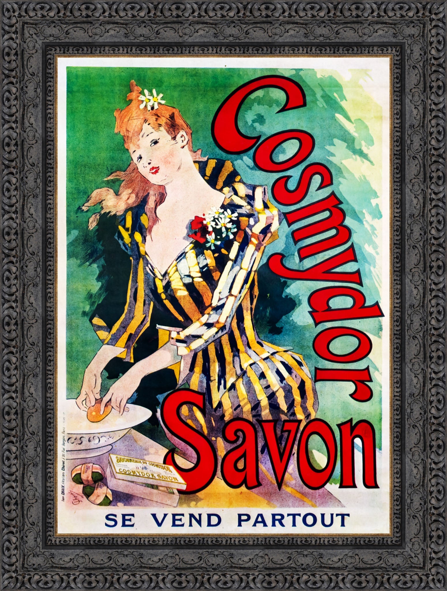 Cosmydor Savon by Jules Chéret — Framed Giclee Canvas Print | Canvas Classics