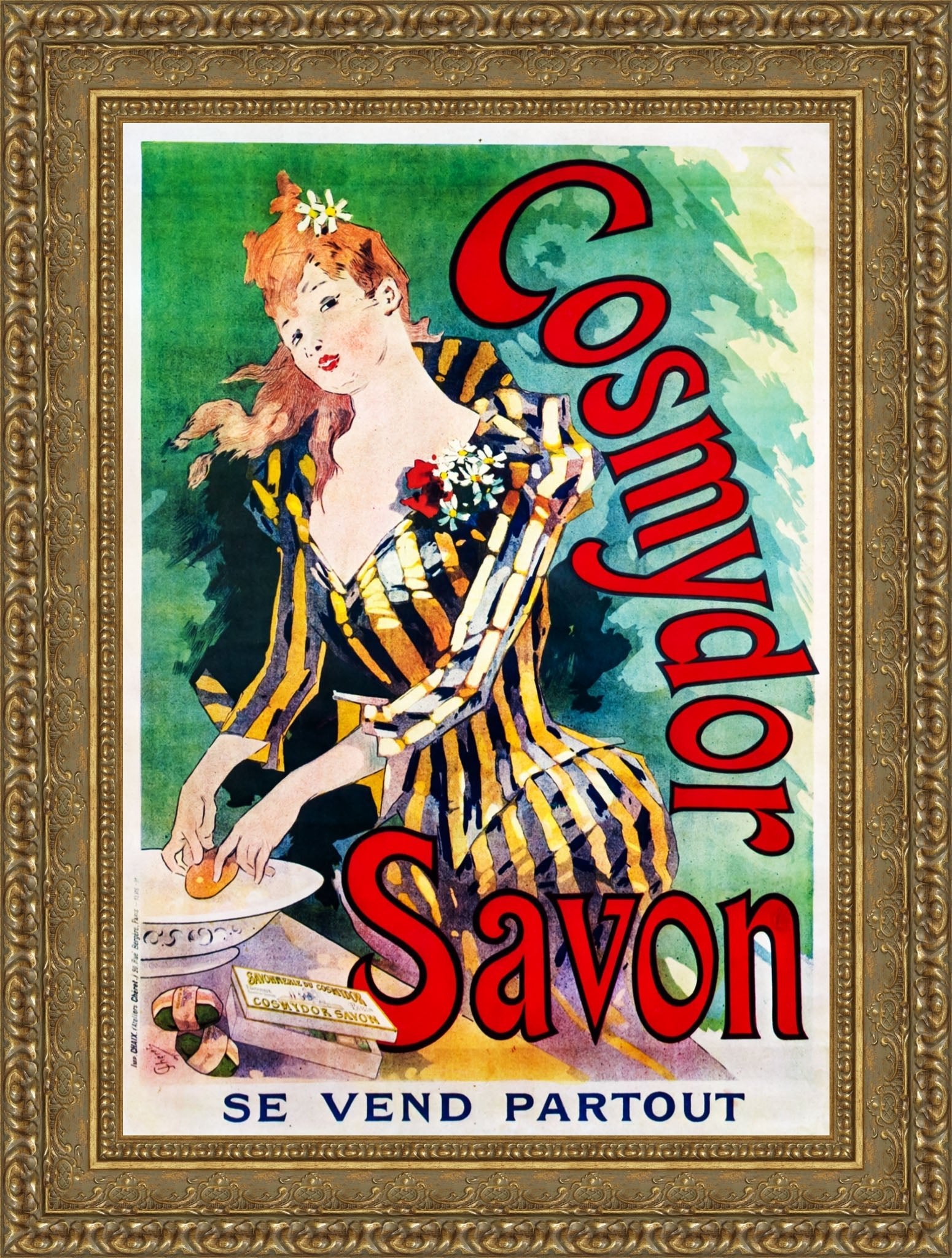 Cosmydor Savon by Jules Chéret — Framed Giclee Canvas Print | Canvas Classics
