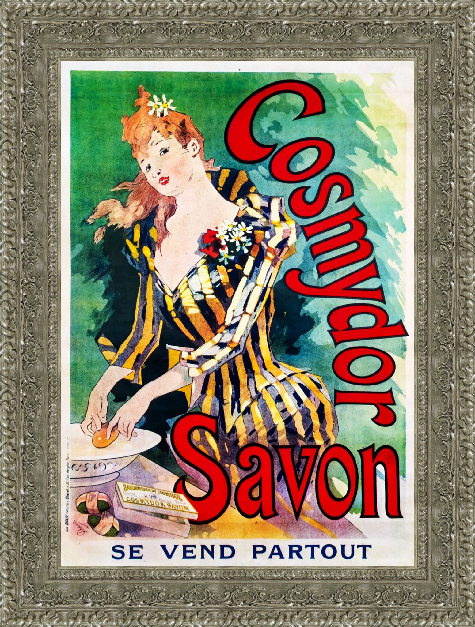 Cosmydor Savon by Jules Chéret — Framed Giclee Canvas Print | Canvas Classics