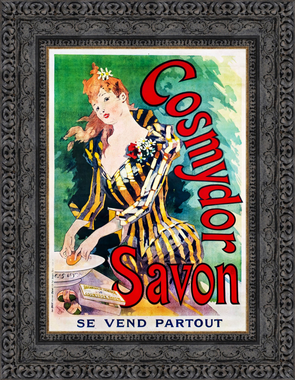 Cosmydor Savon by Jules Chéret — Framed Giclee Canvas Print | Canvas Classics