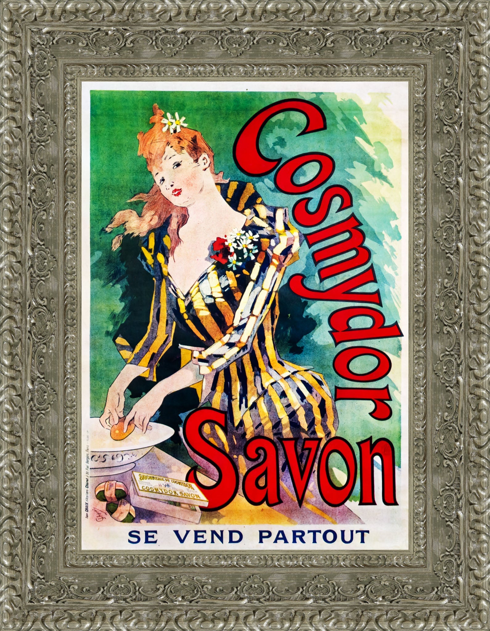 Cosmydor Savon by Jules Chéret — Framed Giclee Canvas Print | Canvas Classics