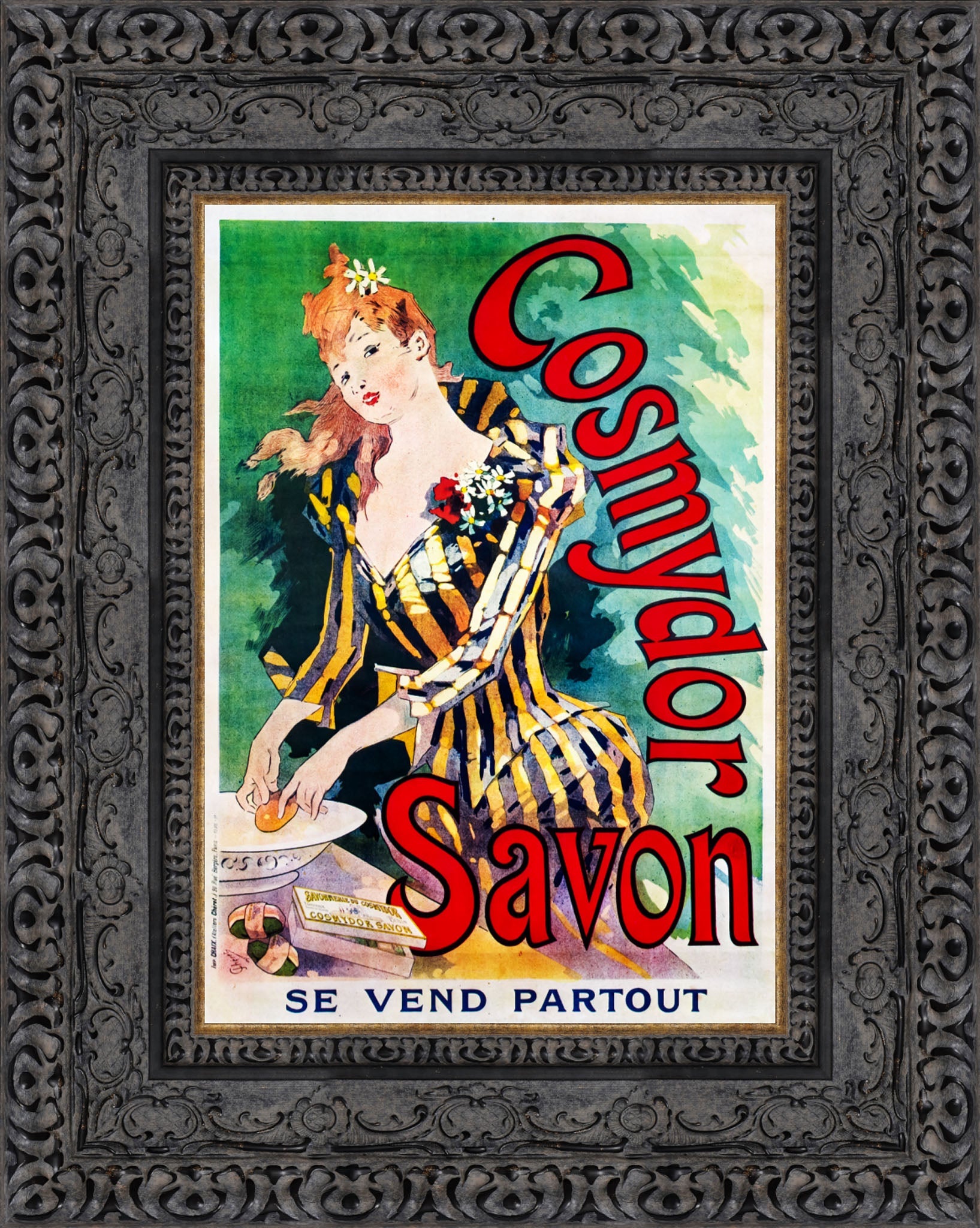 Cosmydor Savon by Jules Chéret — Framed Giclee Canvas Print | Canvas Classics