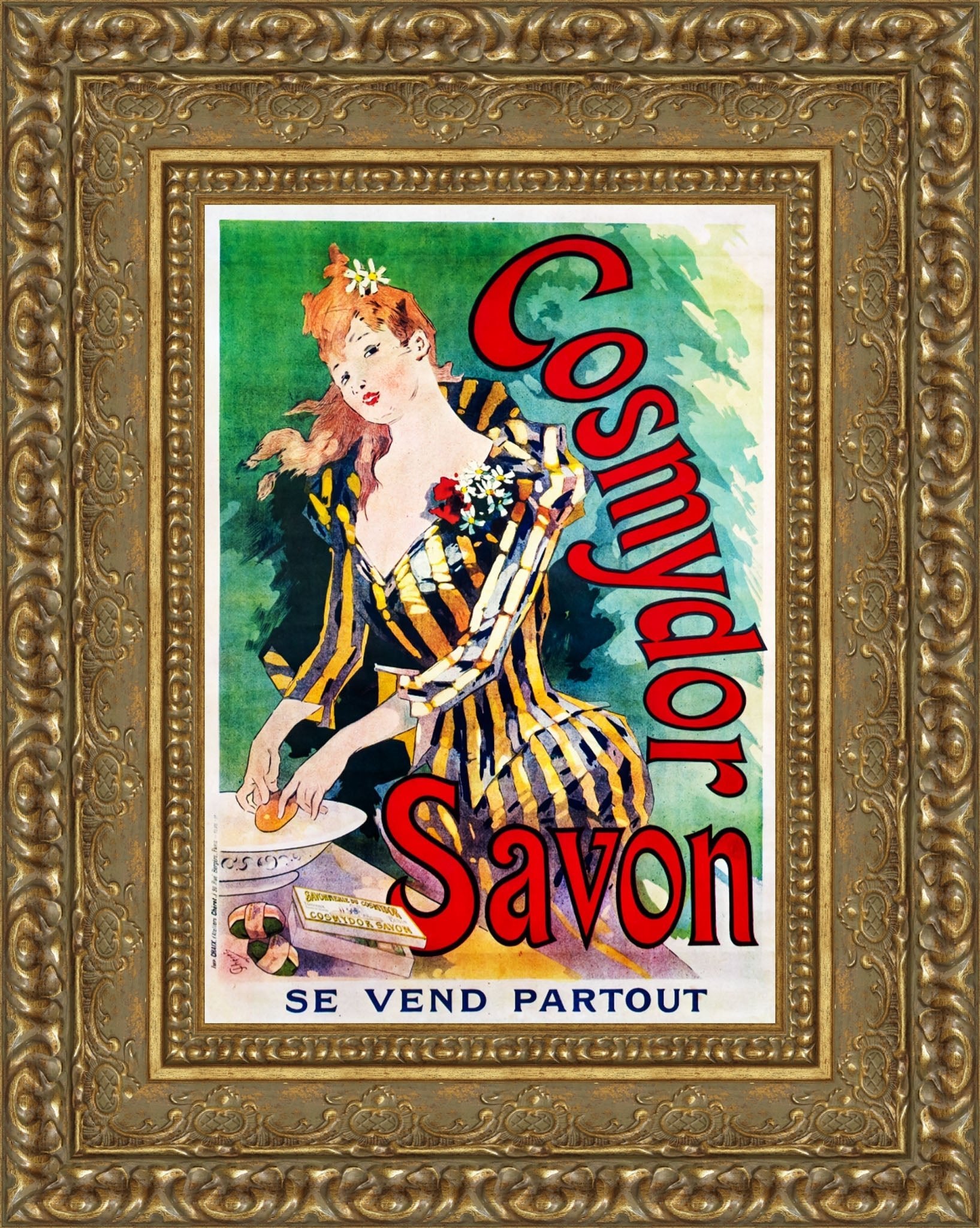 Cosmydor Savon by Jules Chéret — Framed Giclee Canvas Print | Canvas Classics