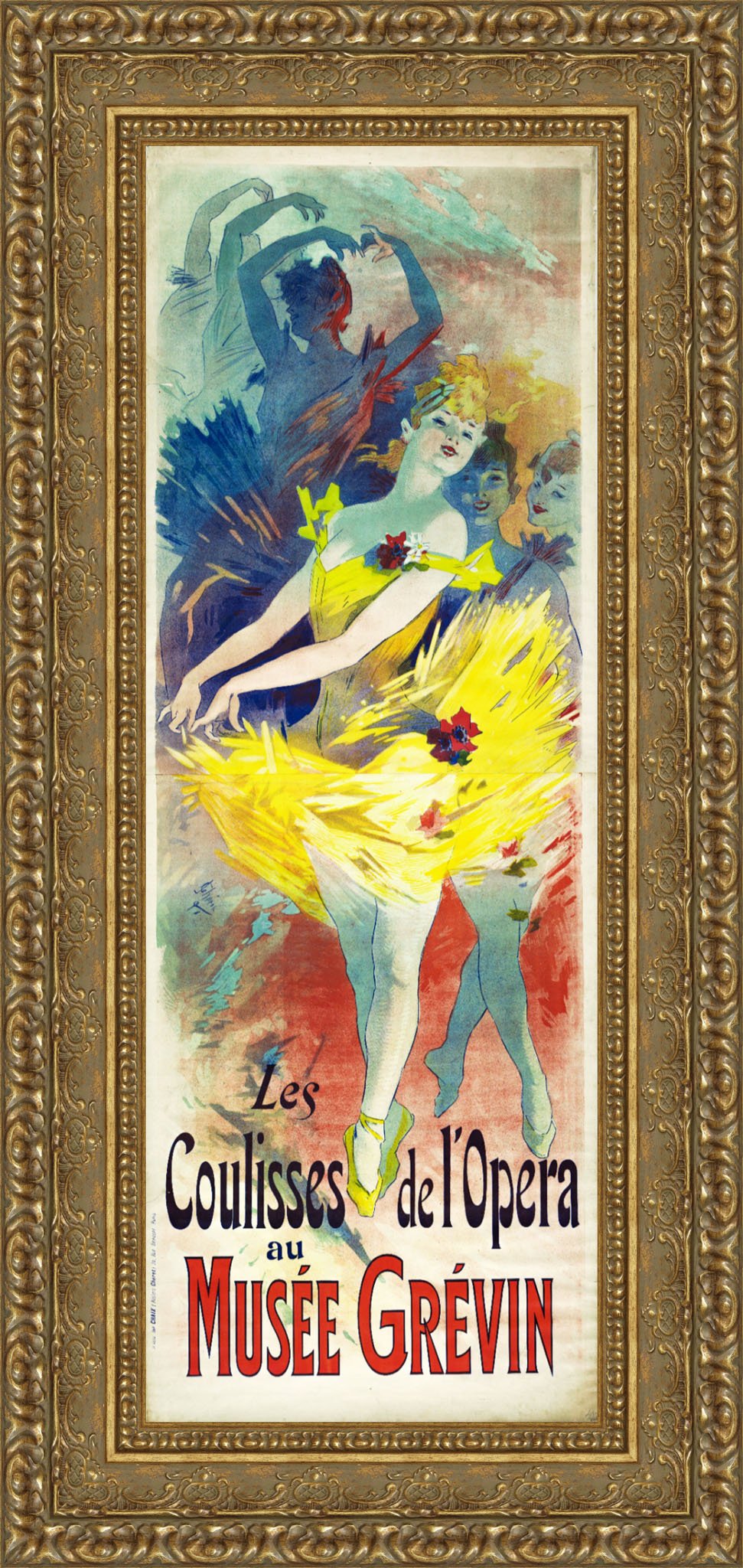 Les Coulisses de l’Opéra au Musée Grévin by Jules Chéret — Framed Giclee Canvas Print | Canvas Classics