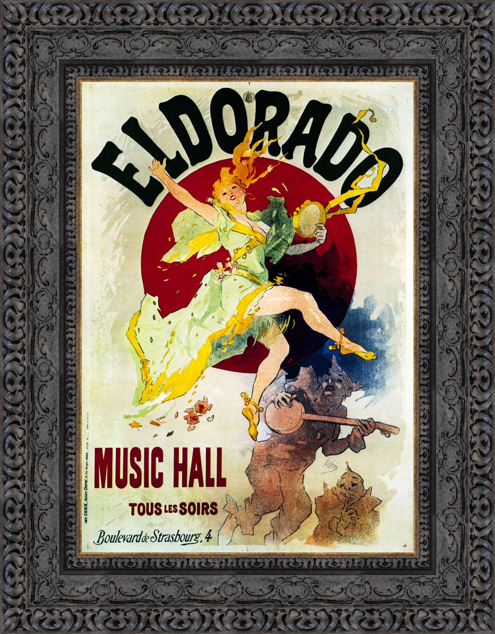 Eldorado Music Hall by Jules Chéret — Framed Giclee Canvas Print | Canvas Classics