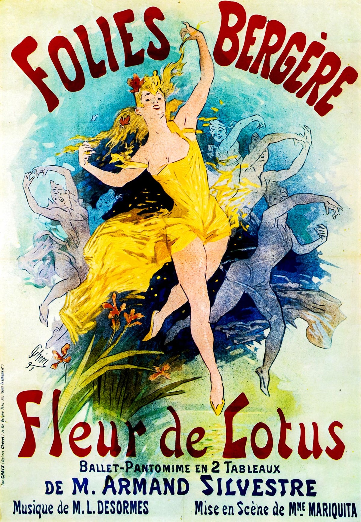 Folies-Bergère, Fleur de Lotus – Jules Chéret, 1893, framed