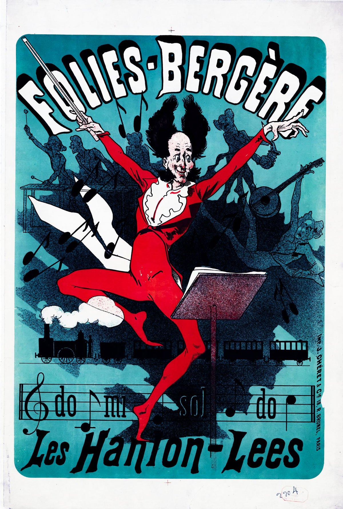 Folies-Bergère, Les Hanlon-Lees – Jules Chéret, 1878, framed