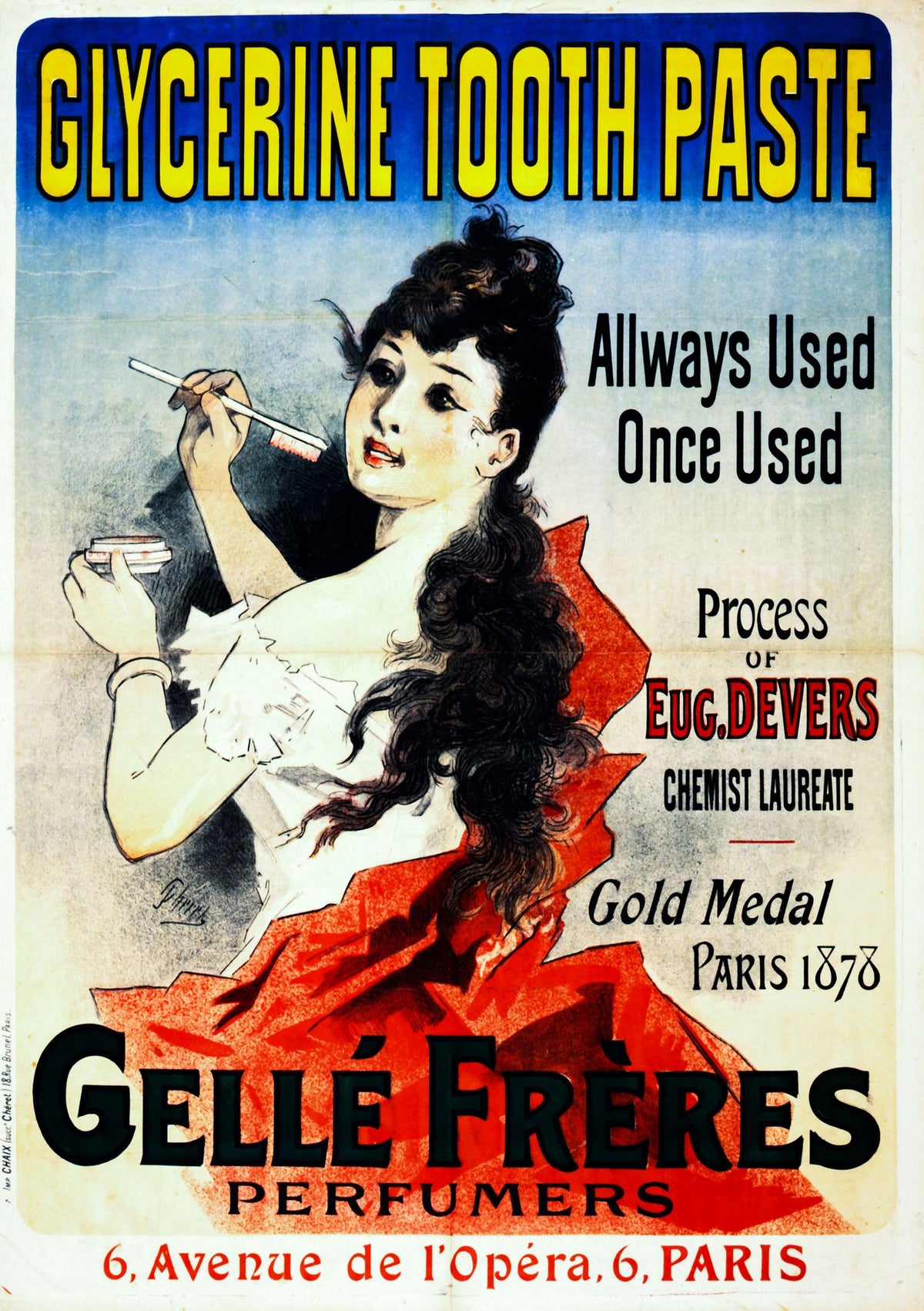 Glycerine Tooth Paste – Jules Chéret, 1889, framed