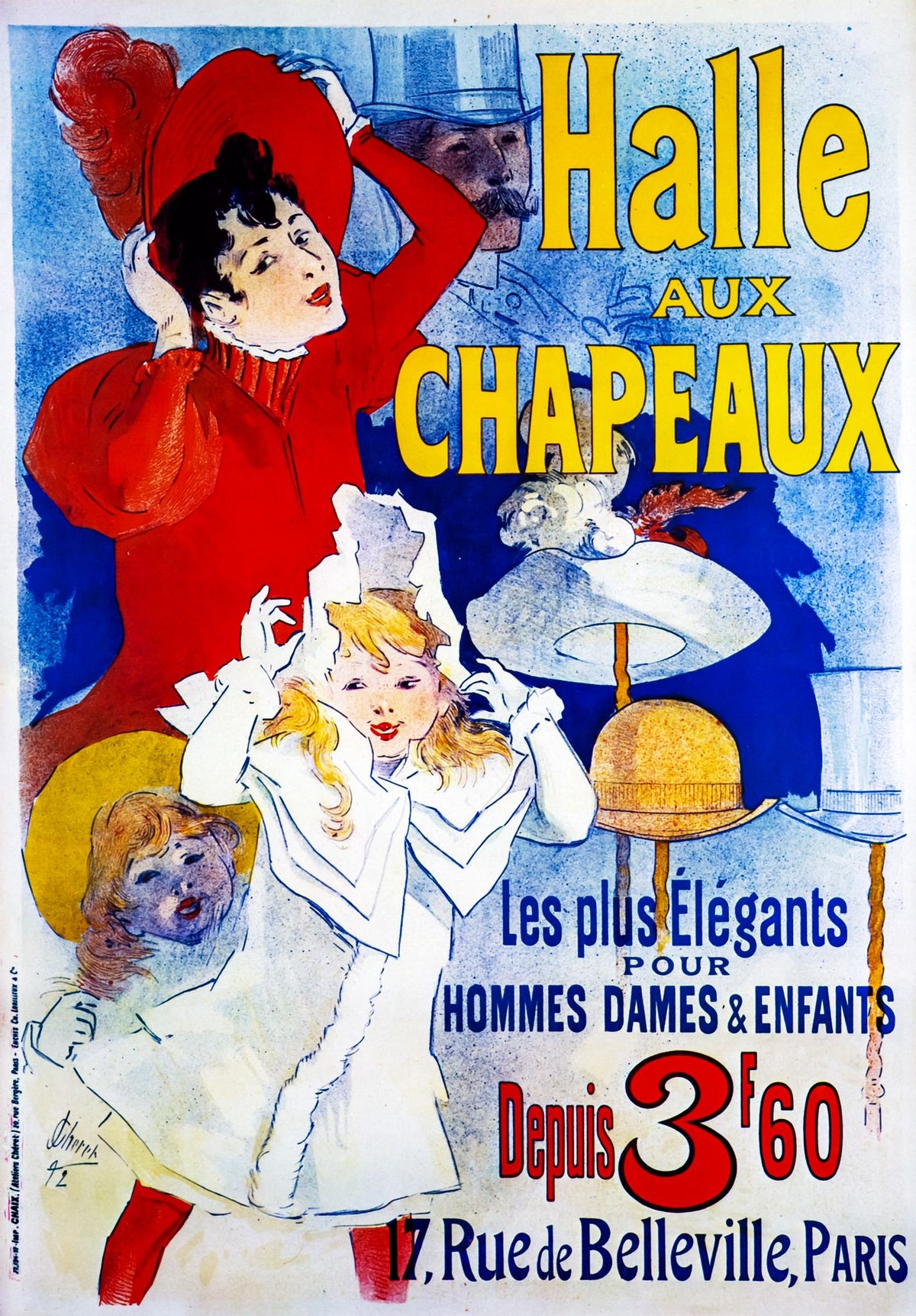 Halle aux Chapeaux – Jules Chéret, 1892, framed