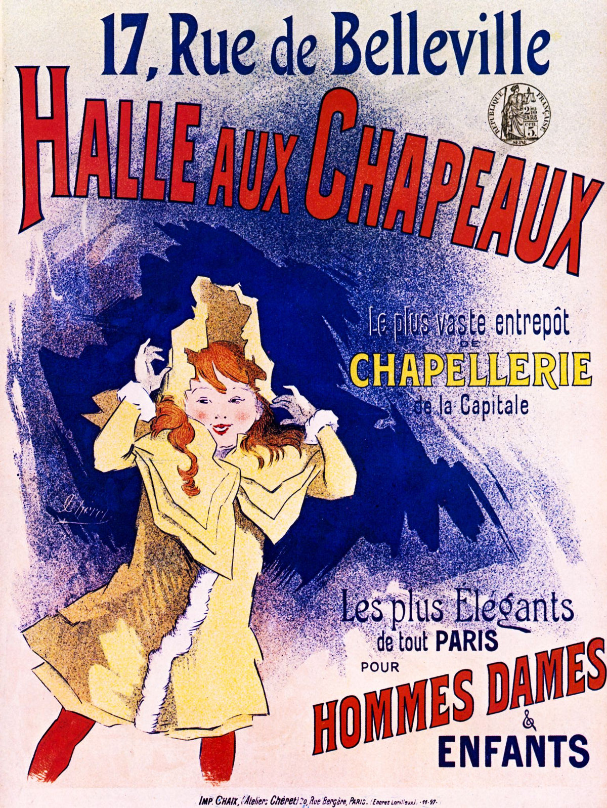Halle aux Chapeaux – Jules Chéret, 1894, framed