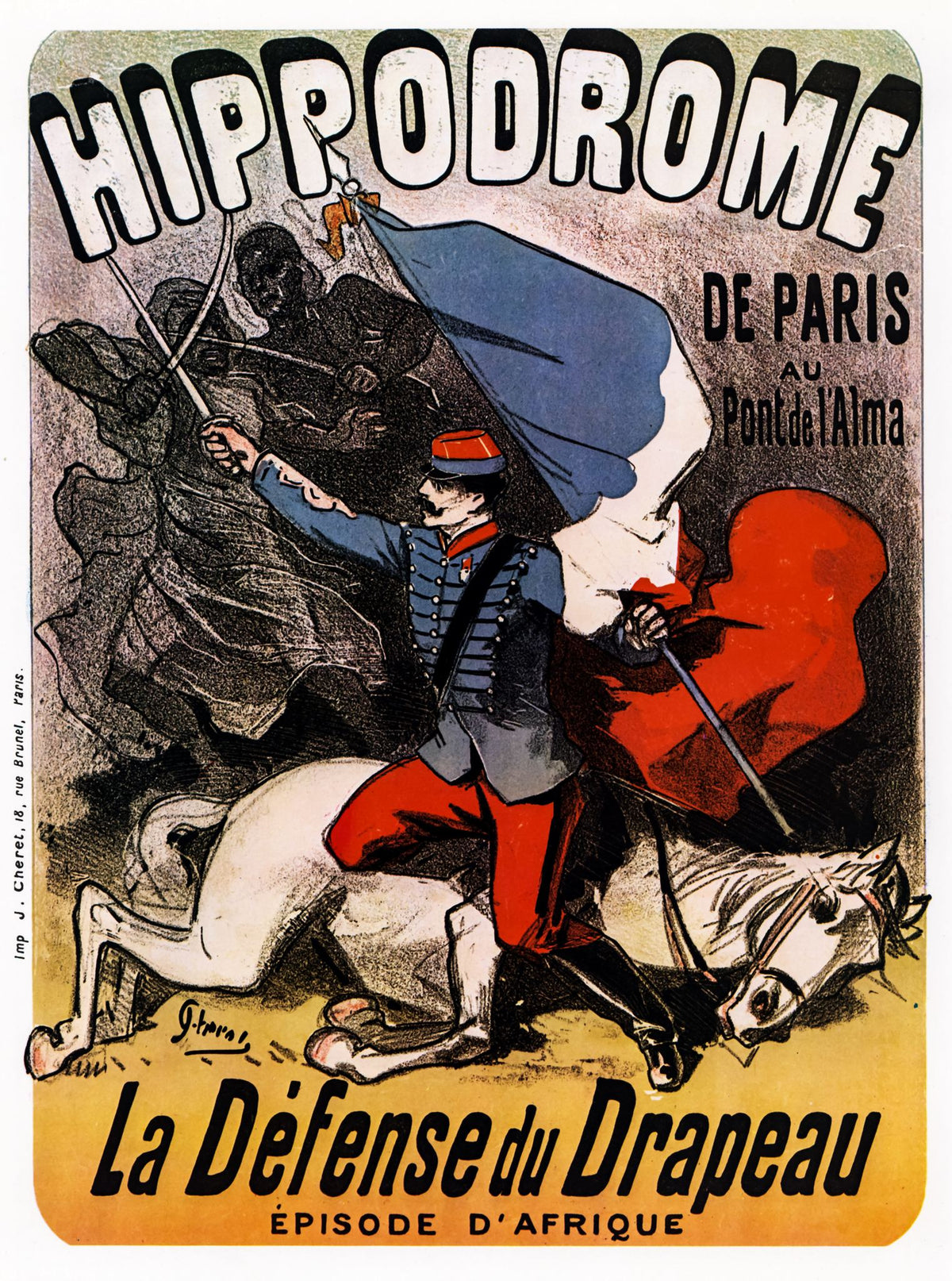 Hippodrome de Paris, La Défense du Drapeau – Jules Chéret, framed