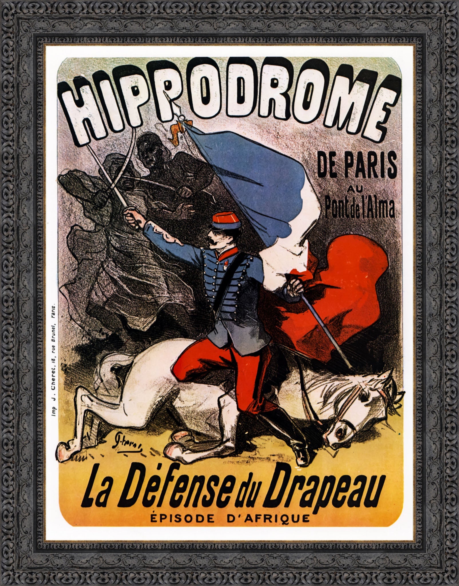 Hippodrome de Paris, La Défense du Drapeau by Jules Chéret — Framed Giclee Canvas Print | Canvas Classics