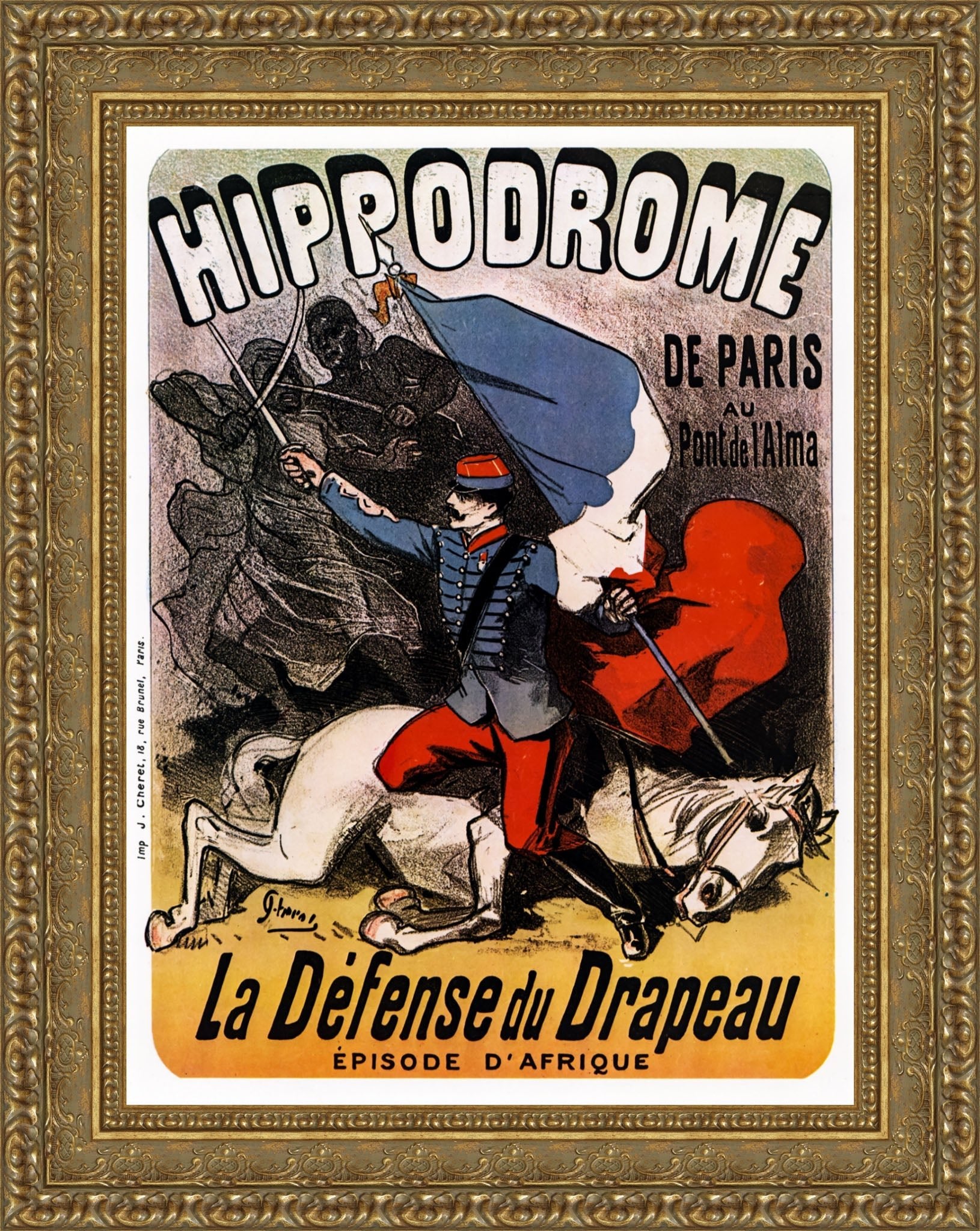 Hippodrome de Paris, La Défense du Drapeau by Jules Chéret — Framed Giclee Canvas Print | Canvas Classics