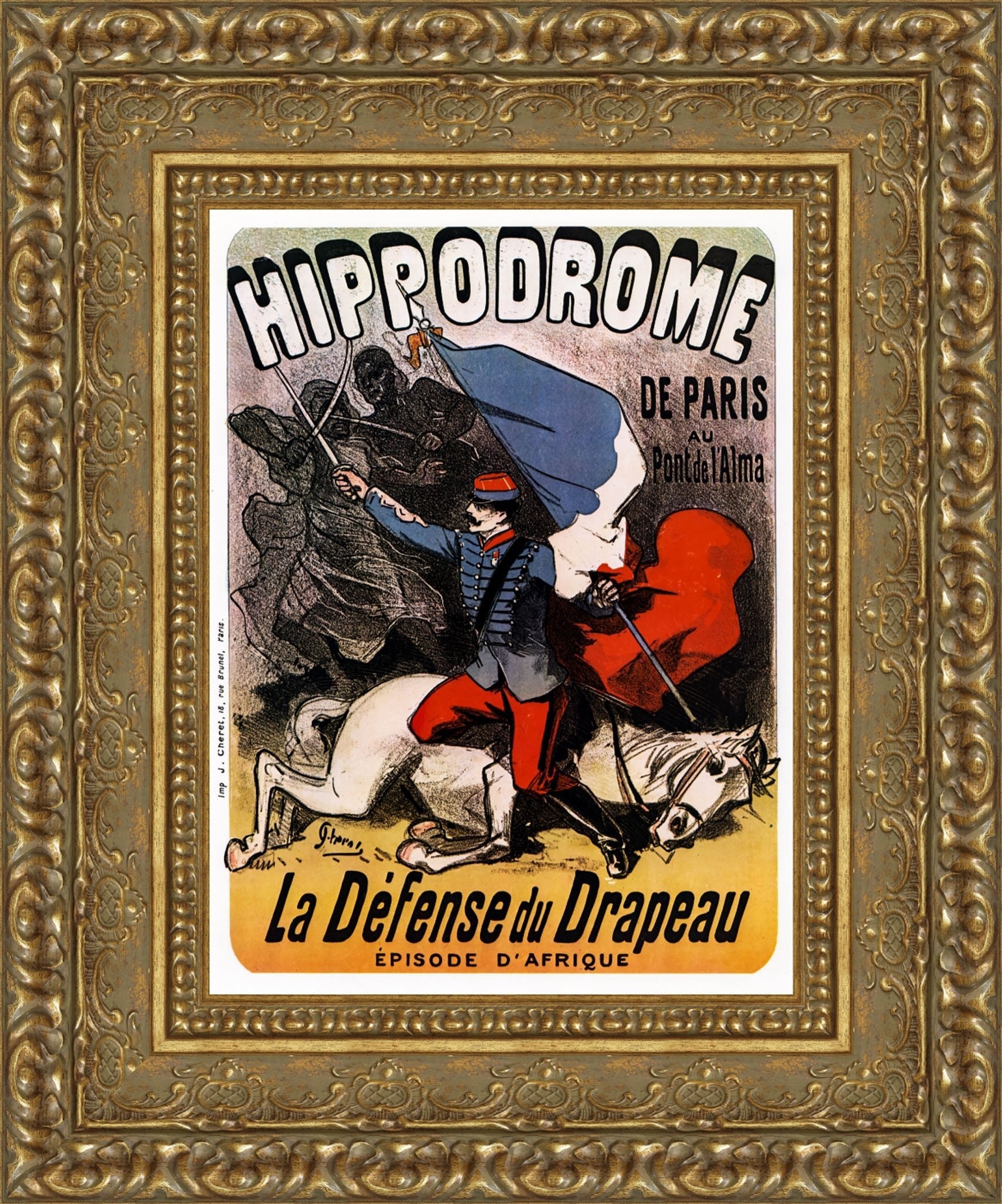 Hippodrome de Paris, La Défense du Drapeau by Jules Chéret — Framed Giclee Canvas Print | Canvas Classics