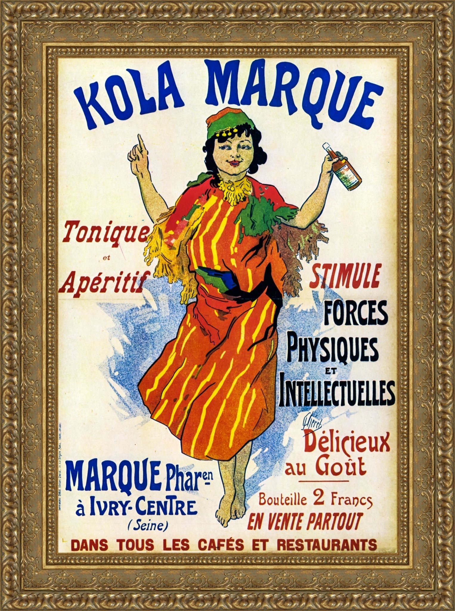 Kola Marque by Jules Chéret — Framed Giclee Canvas Print | Canvas Classics