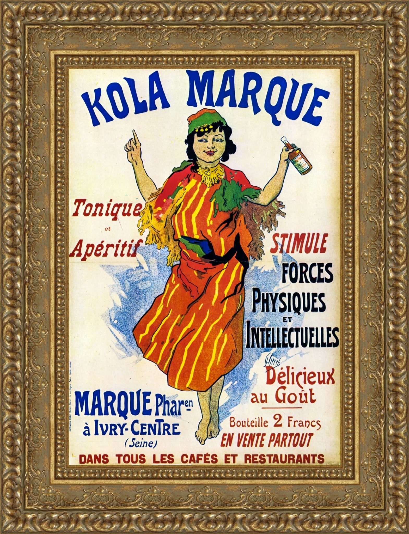 Kola Marque by Jules Chéret — Framed Giclee Canvas Print | Canvas Classics