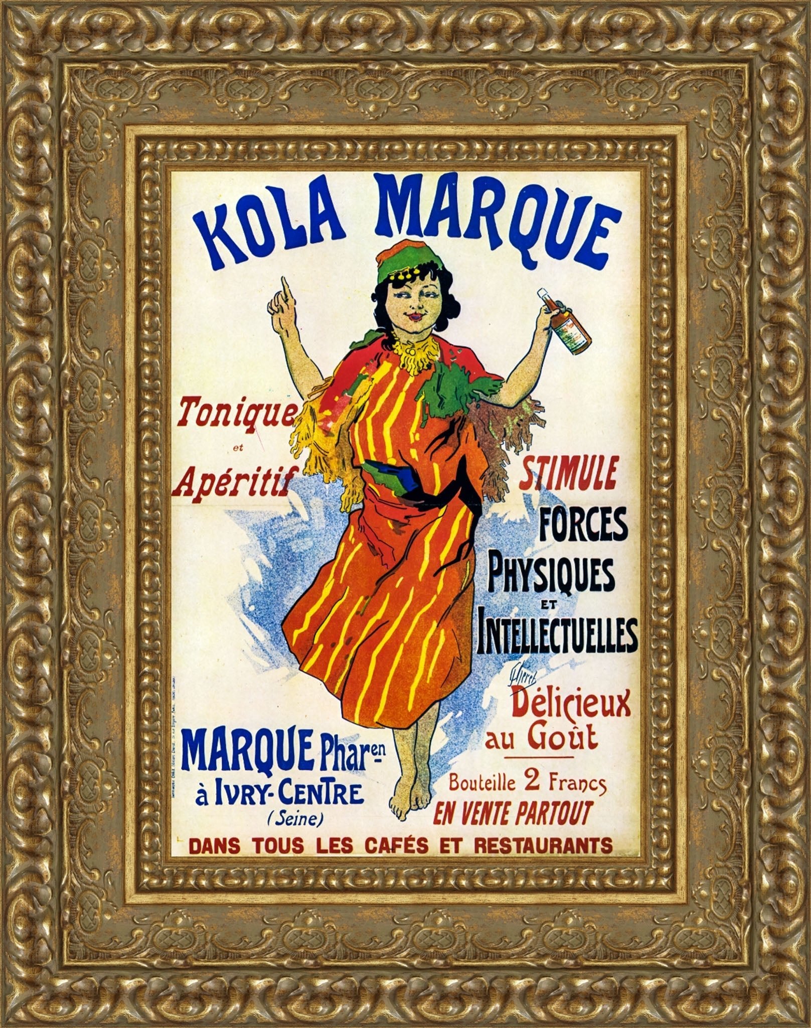 Kola Marque by Jules Chéret — Framed Giclee Canvas Print | Canvas Classics