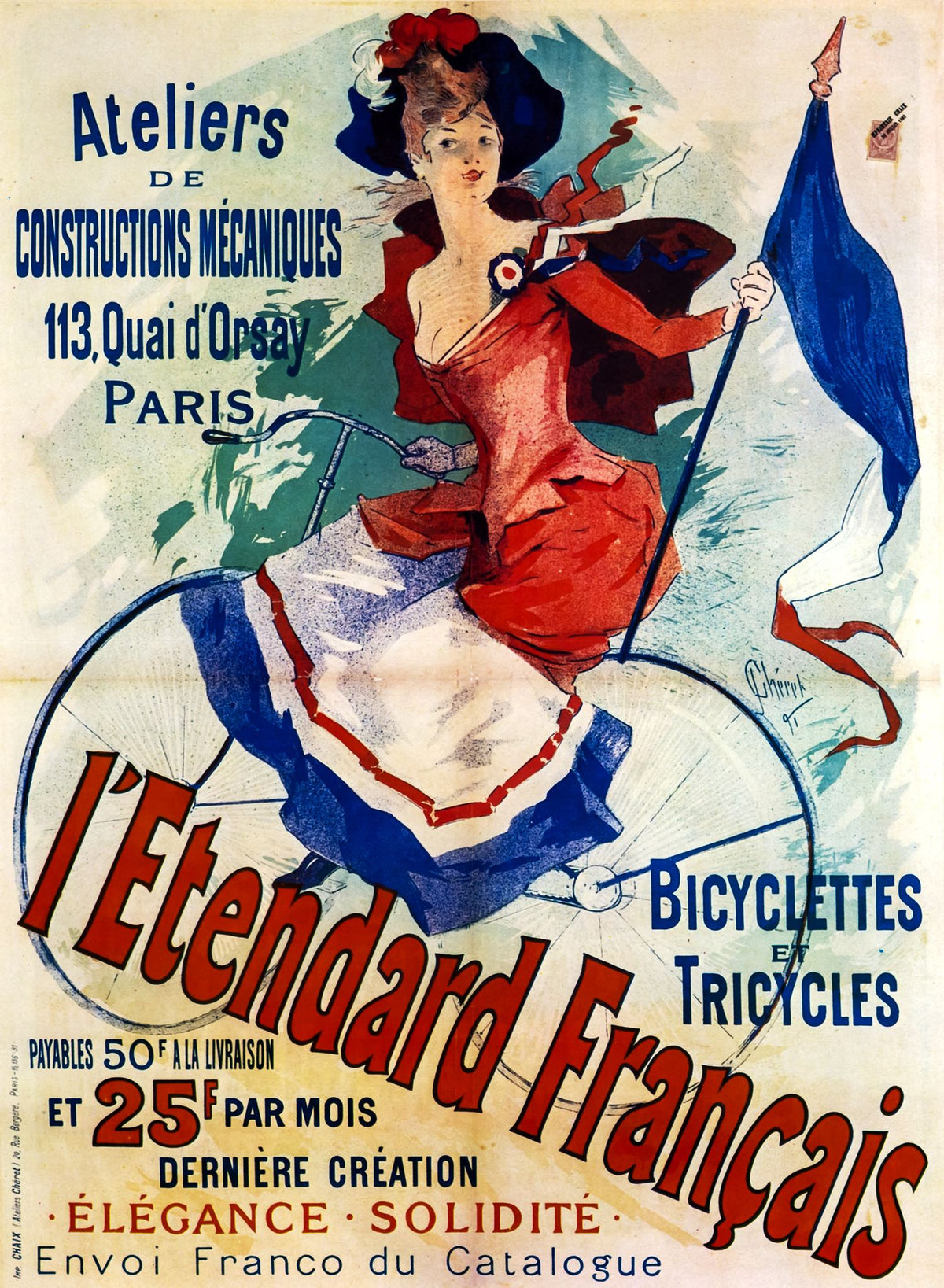 L’Étendard Français – Jules Chéret, 1891, framed