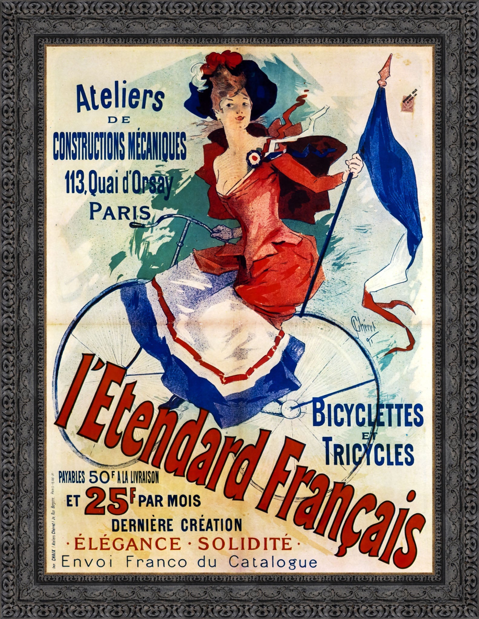 L’Étendard Français by Jules Chéret — Framed Giclee Canvas Print | Canvas Classics