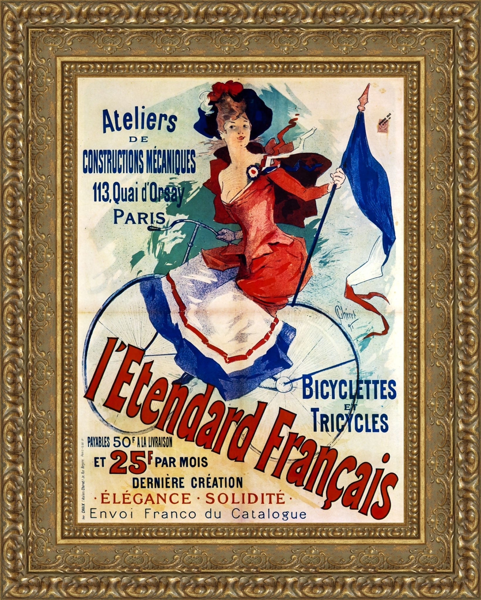 L’Étendard Français by Jules Chéret — Framed Giclee Canvas Print | Canvas Classics